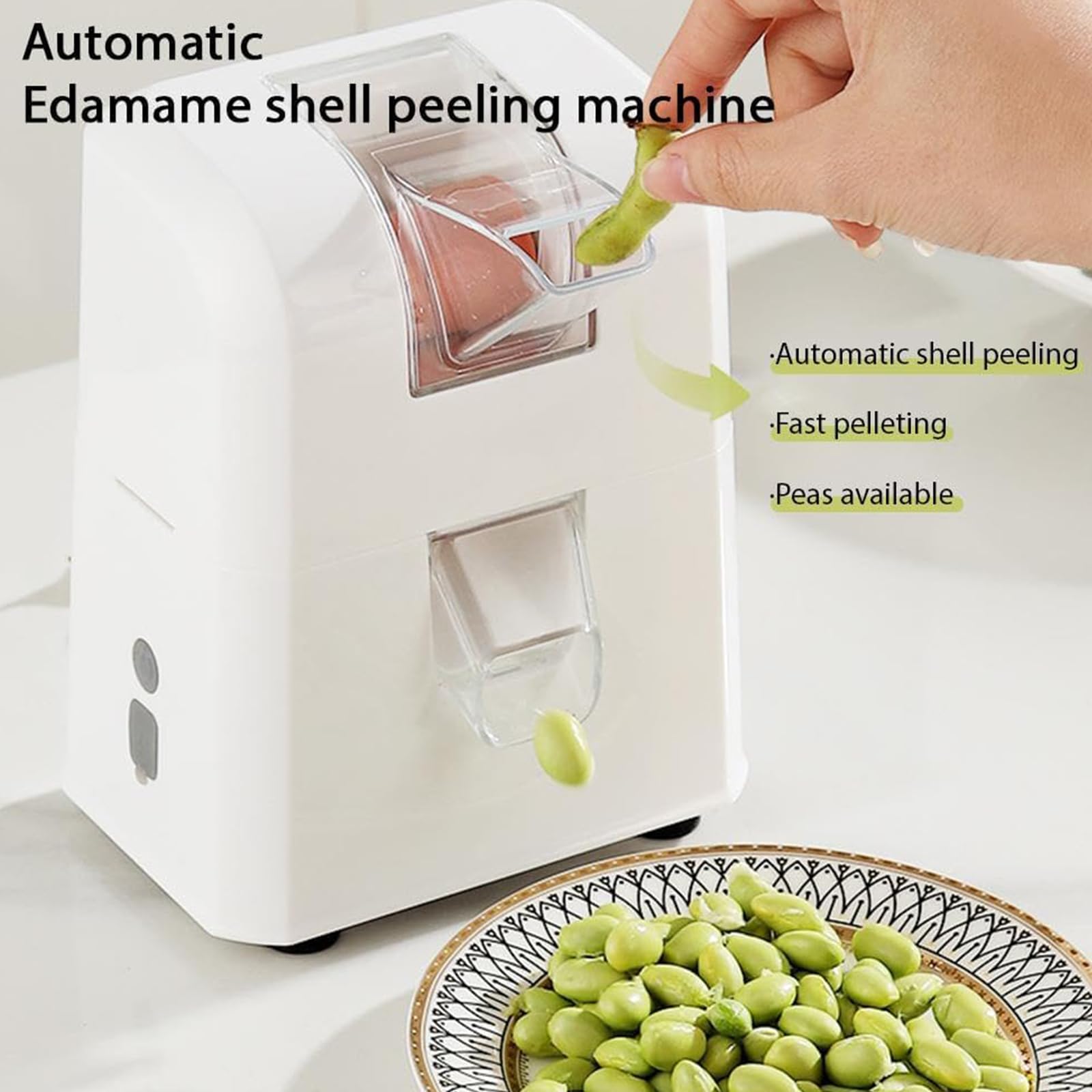 Écosseuse Électrique De Pois 450 g/Min, Machine Automatique pour Haricots Et Edamame, Éplucheuse Portable pour Cuisine Maison Restaurant Et Usage Commercial