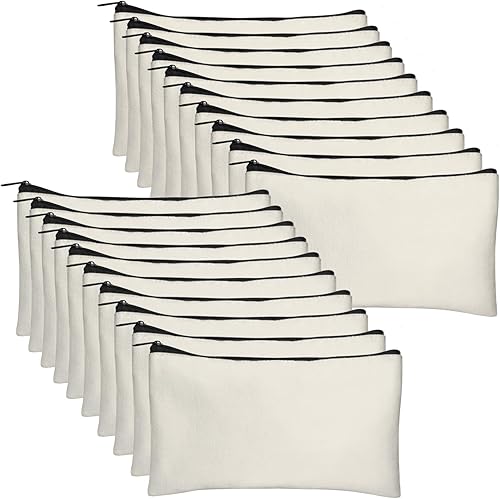 Legigo Bolsa de manualidades en blanco para manualidades, estuche de lápices de lona, bolsa de maquillaje en blanco, bolsa de lona para cosméticos,