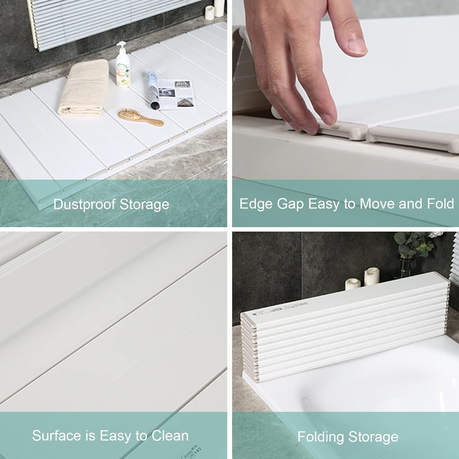 Folding Bathtub Cover Japanese Style Bathtub Insulation Tray Bath Storage Support Rack for Bathing Reading Relaxing Thickness 1 cm (Color : White Size : 70 x 120 x 1 cm)