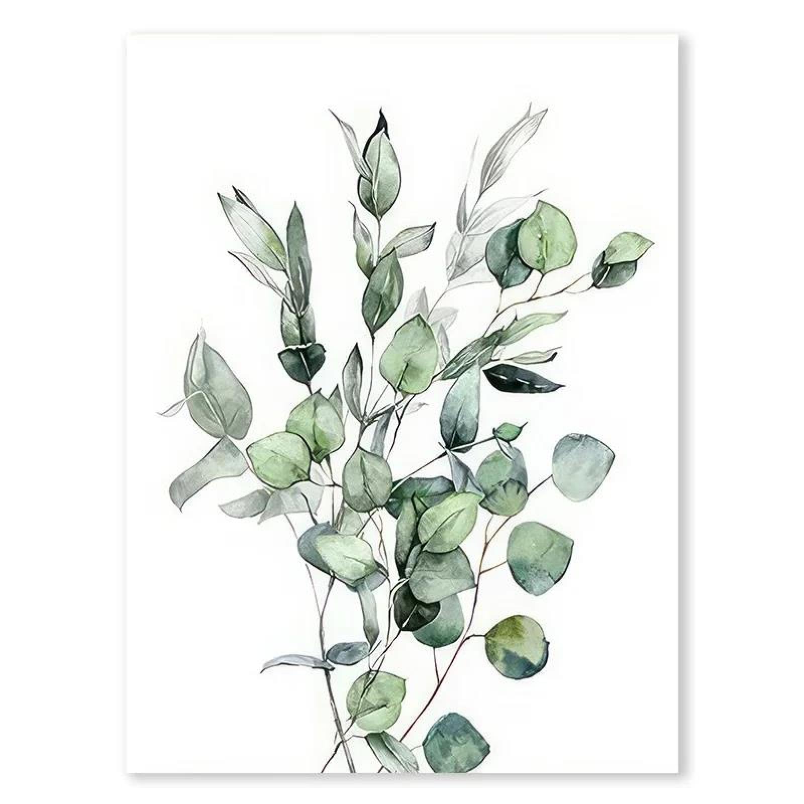SHINERING 1Pc Green Leaves Posters Prints Minimalist Canvas Painting Wall Art Home Decor A1 21X30Cm Unframed