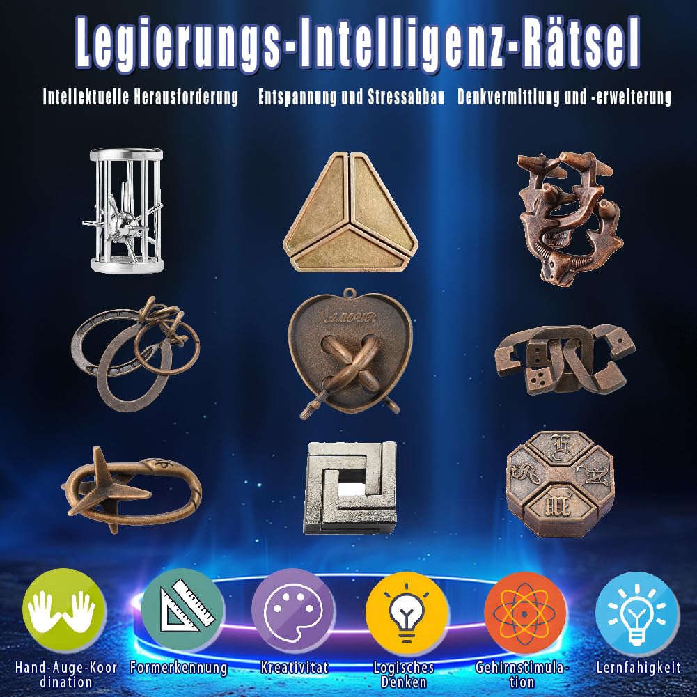 puzzlegame Metalen puzzel speelgoed - 8-delig IQ-testontwarringsspeelgoed Iron V Ontgrendel interlockspel | Smooth Brain Teaser Puzzel Veilig Multifunctioneel