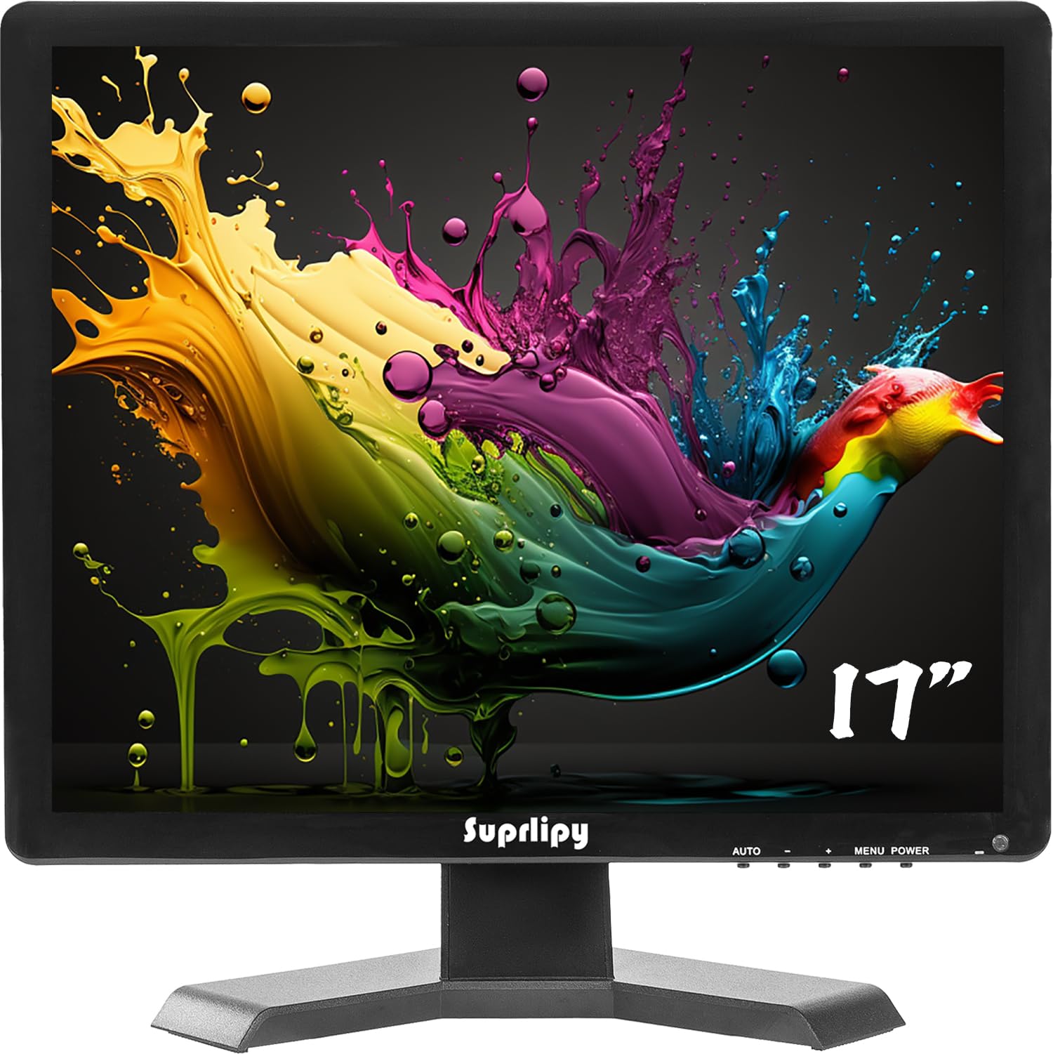 Suprlipy 17 Inch TFT LCD Security CCTV Monitor 1280x1024 4:3 Resolution Color Display Screen Support HDMI/VGA/AV/BNC/MIC USB Ports with Remote Control Built-in LounSpeakers for Home Security Monitor