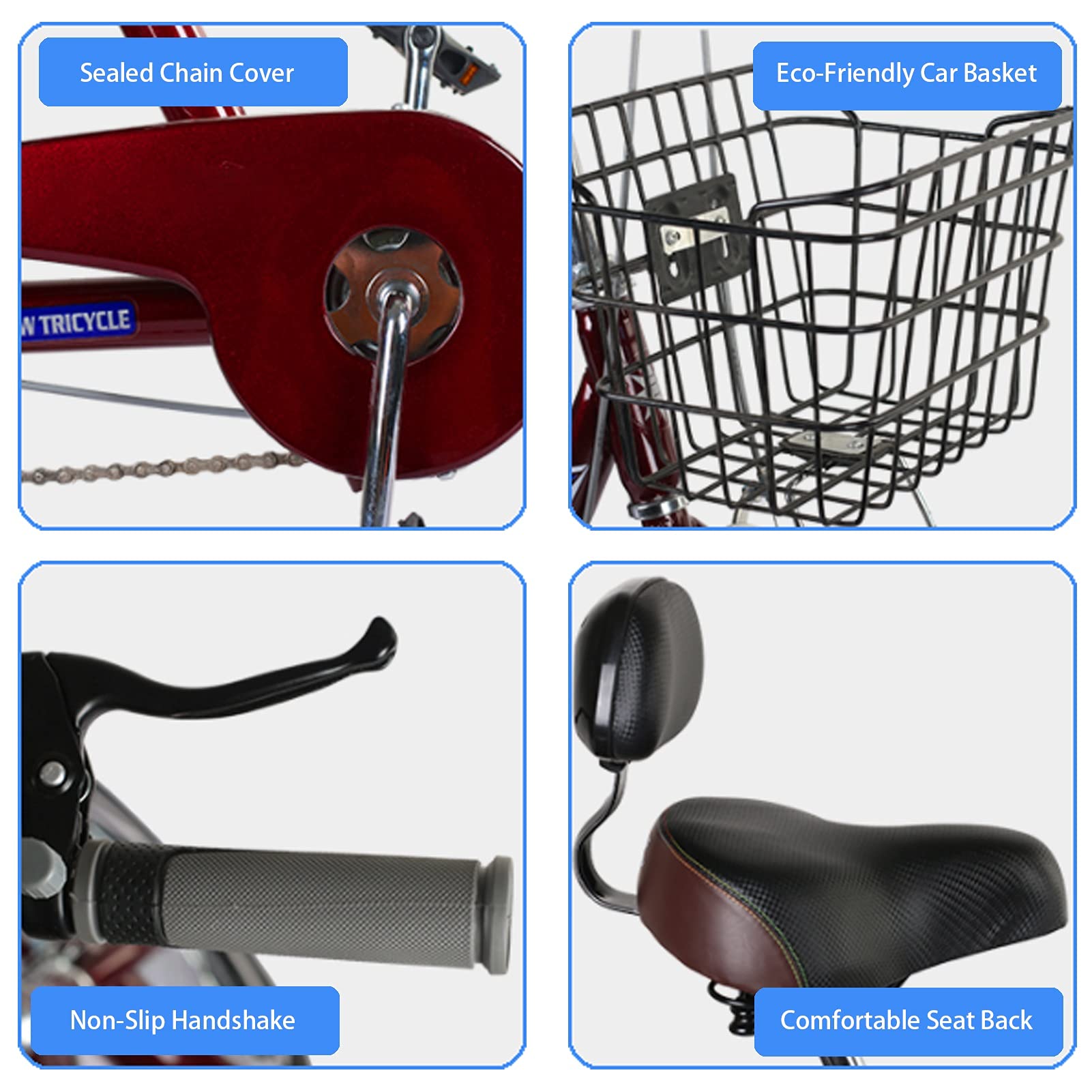 YYOBK TALAK Adult Recumbent Bikes,Tricycle for Cruiser