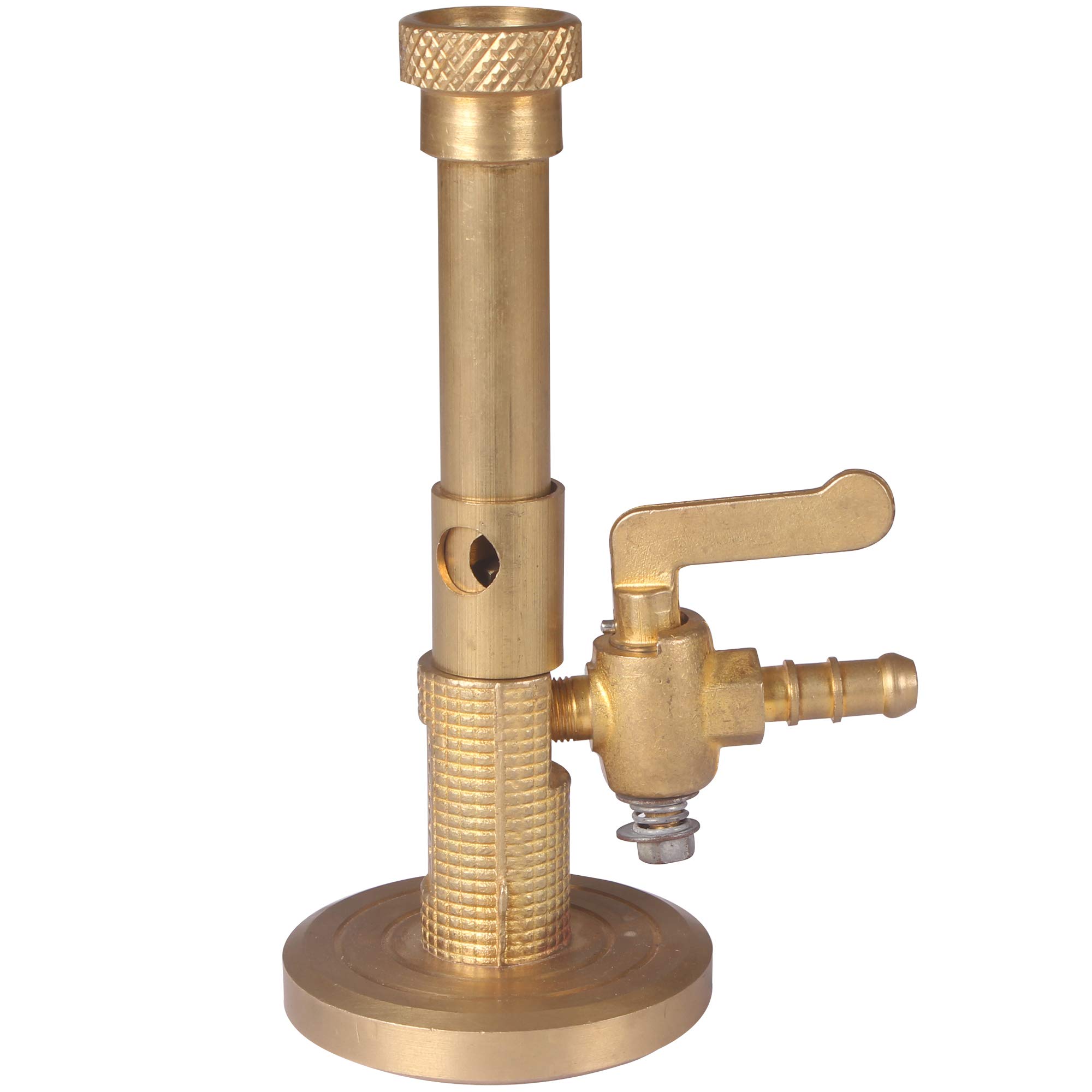 Bunsen/Lab Burner (FULL BRASS) with Flame Stabilizer, for LPG Gas, Controllable Air Supply (2, Tap Cock)