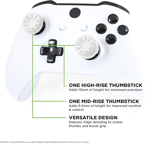 Vista 4 de KontrolFreek FPS Freek Galaxy White para Xbox One y Xbox Series X Controller Pulgares de rendimiento 1 tiro alto 1 tiro medio blanco