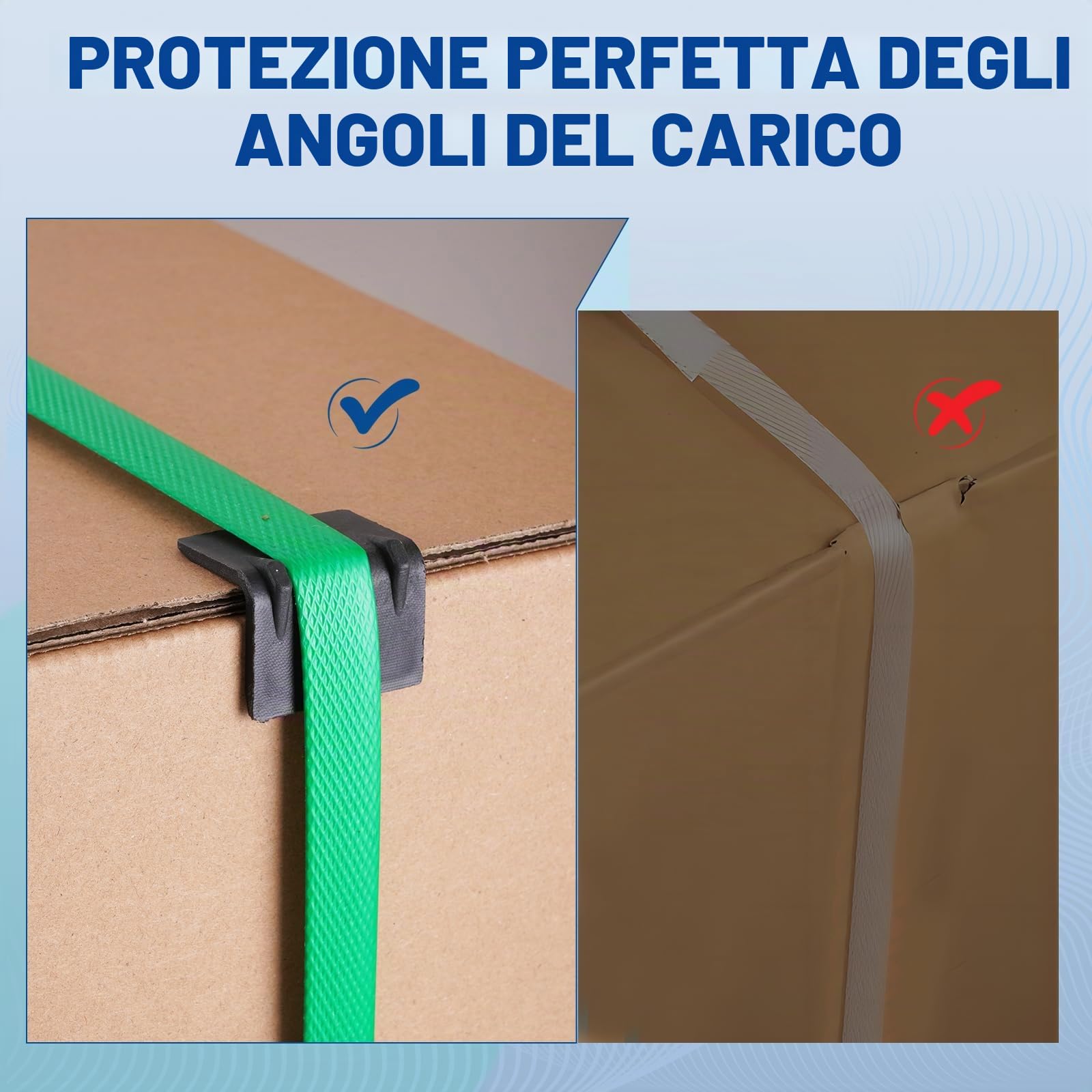 BAOSHISHAN Set di reggiatura manuale per impacchettamento per pallet resistente (1 tenditore, 1 sigillante, reggiatura in PET/poliestere da 200 metri, 100 fibbie, 20 angoli di imballaggio, 1 guanti)