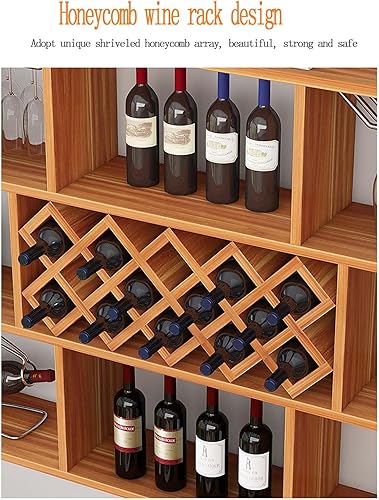Miniatura 5 de Soporte multifuncional para botellas de madera, estante de pared de cocina con estante de vino horizontal para uso doméstico y comercial, estante de