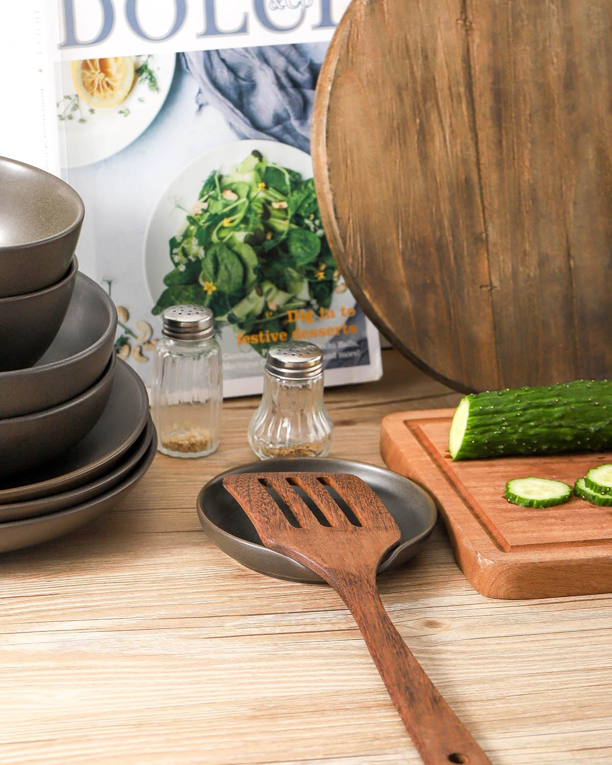 Soporte para cucharas, soporte de cuchara de cerámica para estufa, soporte para espátula de cocina para encimera de cocina, soporte de utensilios de cerámica para regalo de Navidad,