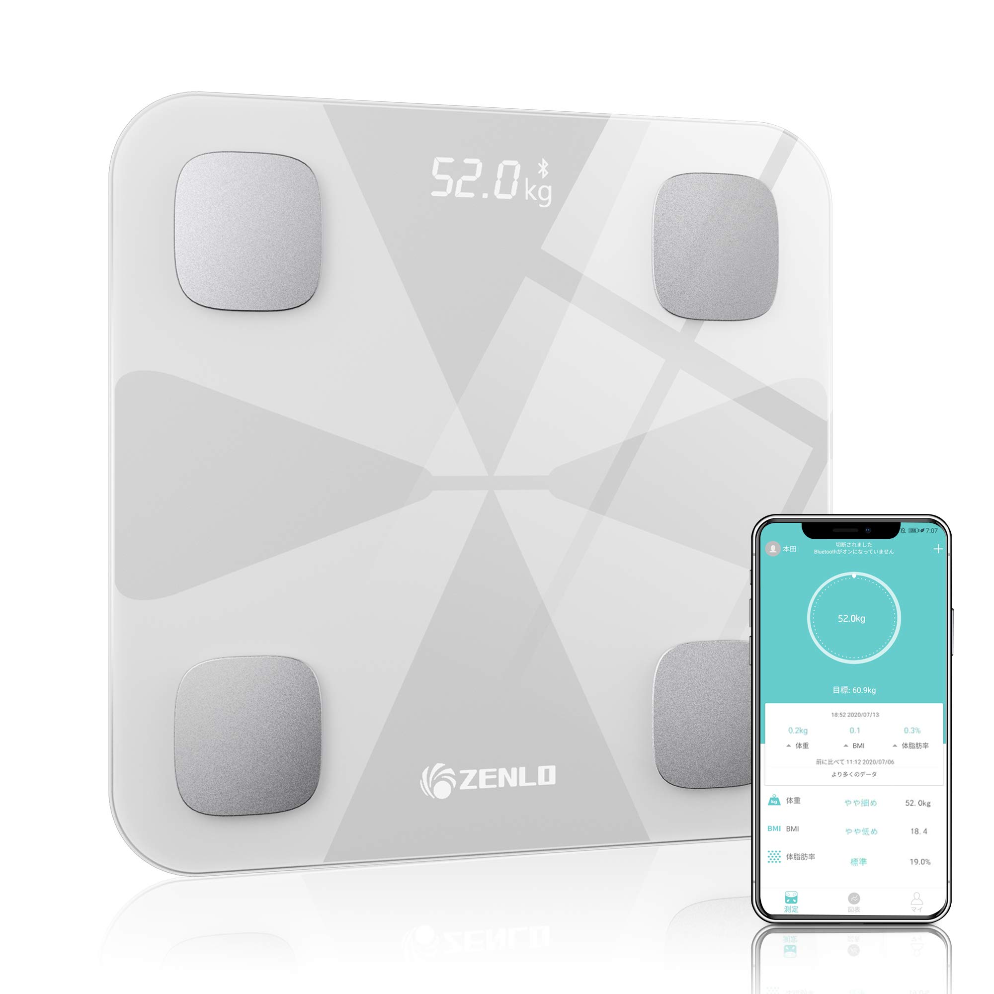 DUKL 体組成計 Bluetooth対応 Amazon.co.jp: 体重計 ZENLO 体脂肪計・体組成計 Bluetooth対応 スマホ