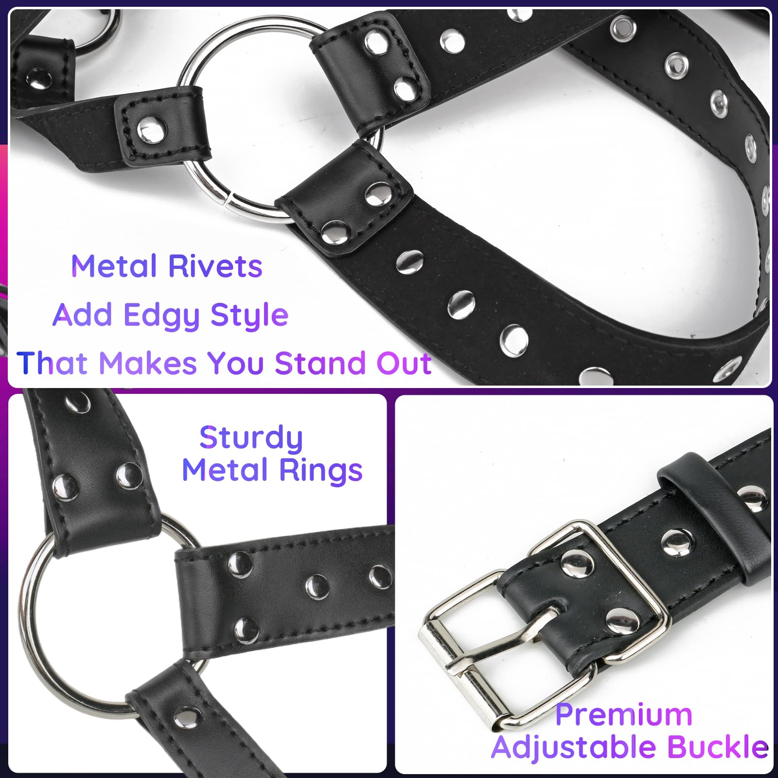 Arnés para hombre, arnés de cuero ajustable para hombre, arnés sexy para el pecho, cinturón con reflejos musculares para fiestas, discotecas, cosplay, club, declaración de moda #24