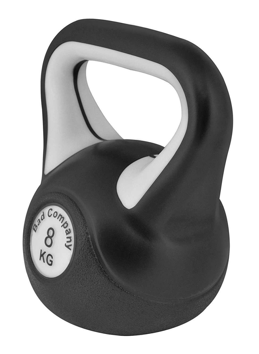 Bad Company Hantle kettlebell jako zestaw lub pojedynczo, 2 kg – 20 kg, hantle kulowe z tworzywa sztucznego i stojaki, hantle zamachowe Workout – Color Line (r – B&W 8 kg)