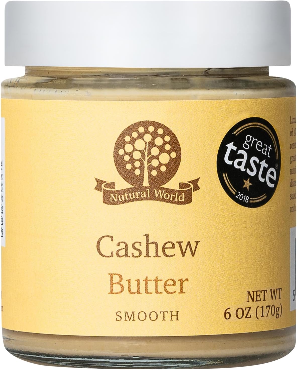 Nutural World - Smooth Cashew Nut Butter (170g) Great Taste Award winner - 100% pure single ingredient