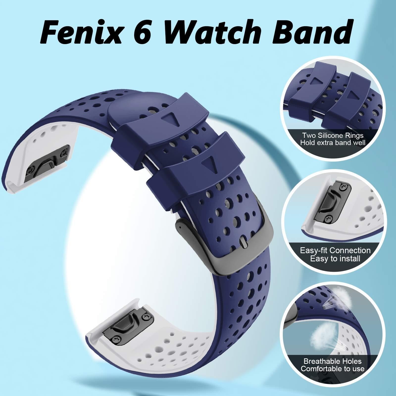 Pasek do zegarka Fenix 5 22 mm, łatwy do dopasowania, silikonowy, miękki, sportowy pasek, zamiennik do smartwatchy Fenix 7, Fenix 5 Plus, Fenix 6, Fenix 6 Pro