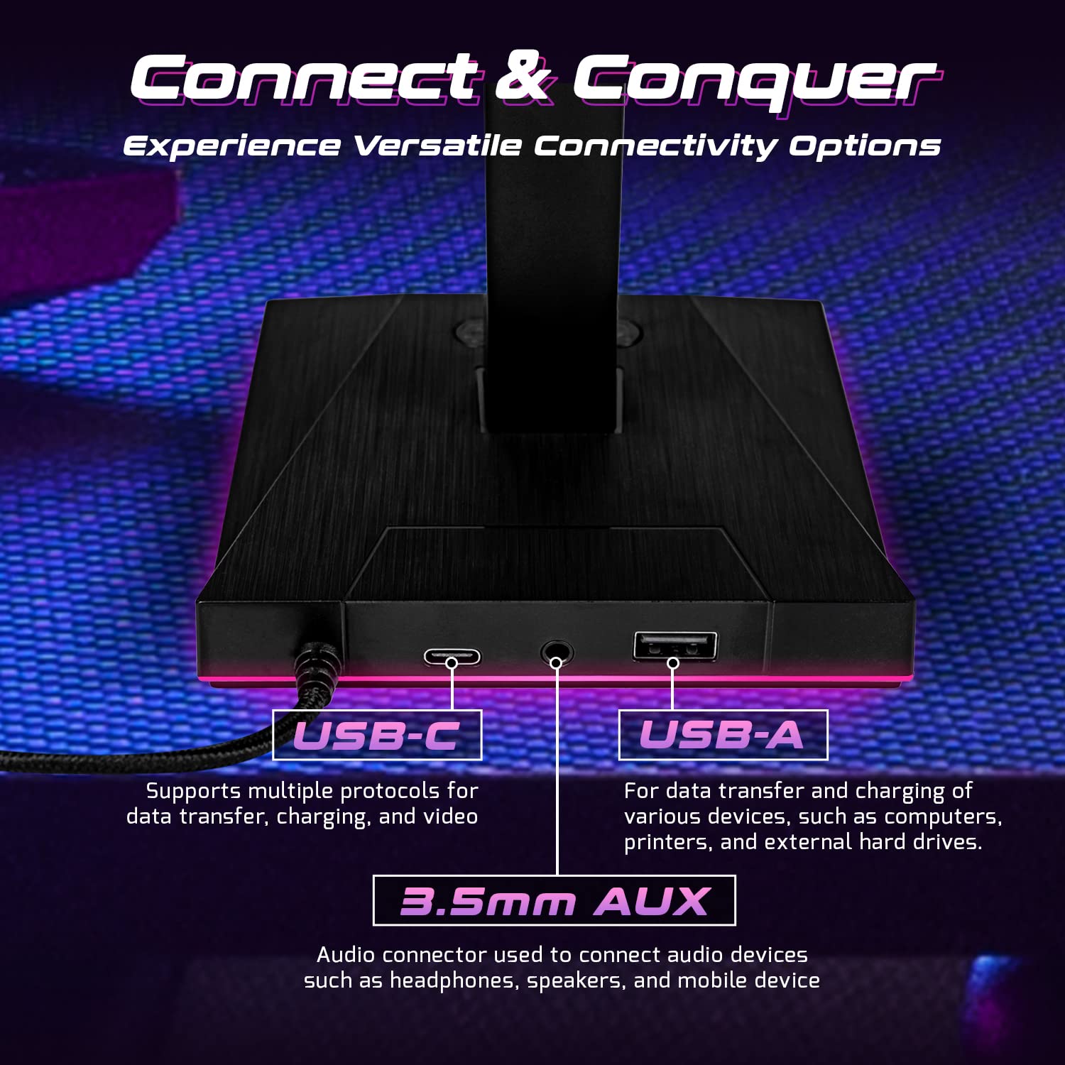 Supporto per cuffie RGB - Supporto per cuffie da gioco RGB PC da scrivania accessori da gioco