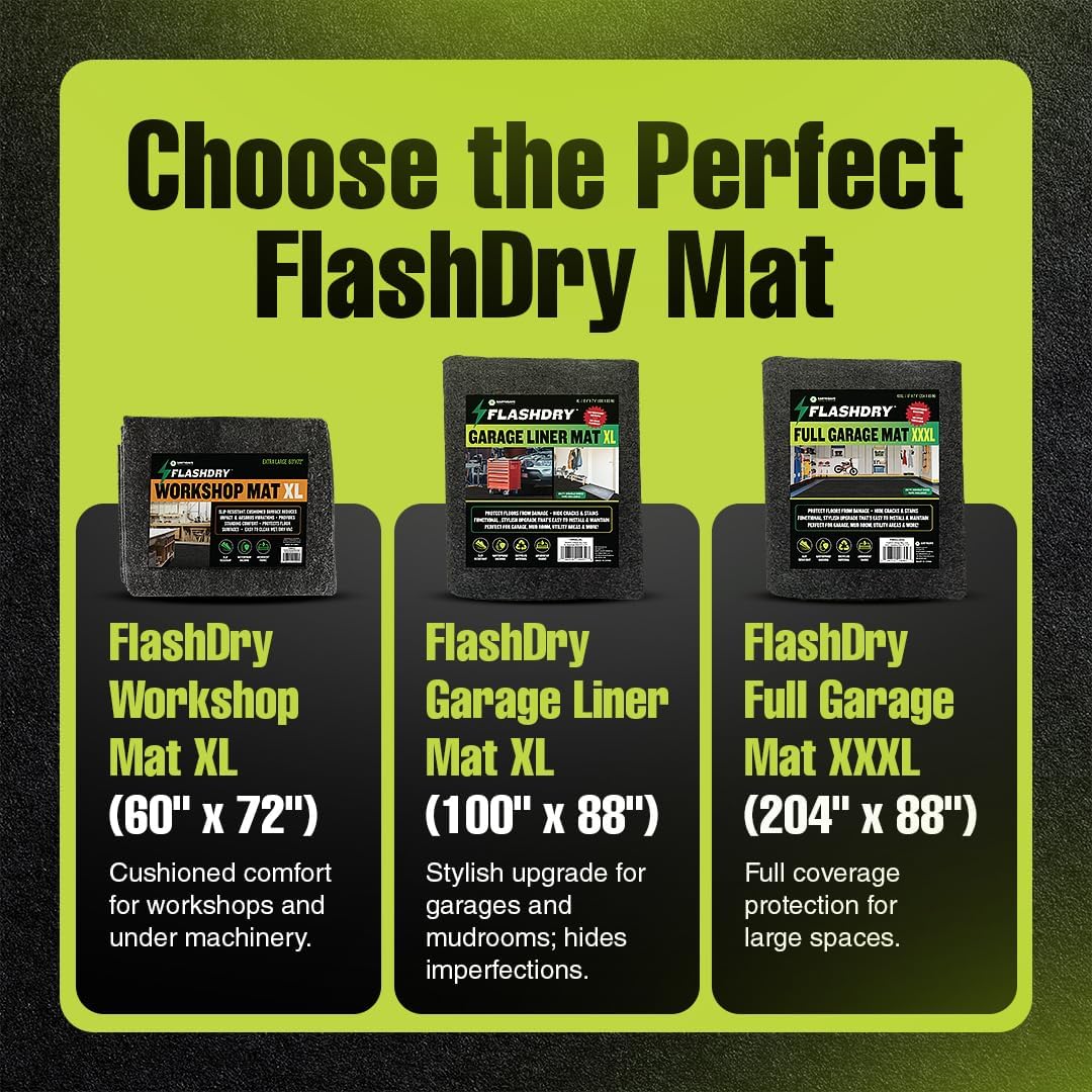 FLASHDRY Garage Floor Mat 60"x72" - Extra Large Waterproof Oil Spill Mat Under Car - Durable Absorbent Garage Rug Protects Floors from Spills, Oil Leaks, Tire Marks - Easy Clean, Customizable