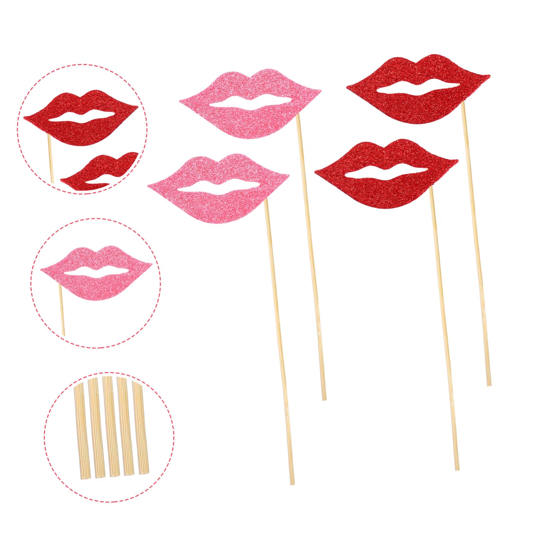 3 Sätze Teiliges Party Foto Requisiten Rote Und Rosa Lippen Selfie Props Wiederverwendbar Für Geburtstag Hochzeitsfeier Familienfest Fotokabine Zubehör 40 Stück * 3