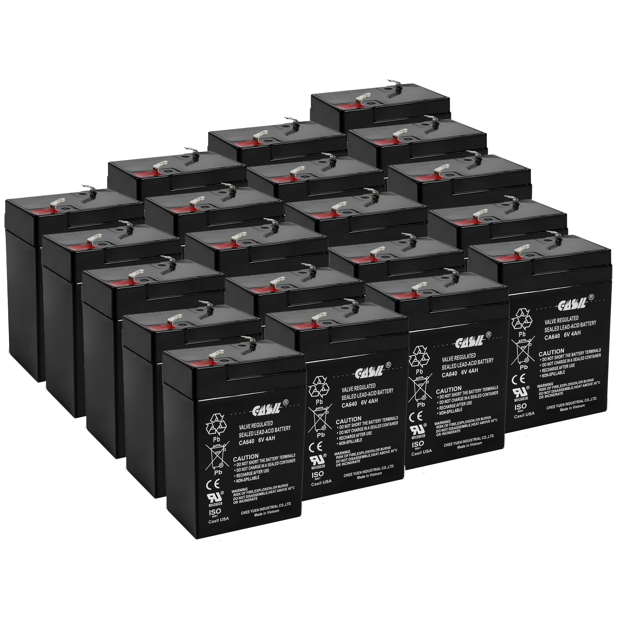 Casil 6V 4Ah Rechargeable Sealed Lead Acid Replacement Battery (CA640-20PC)