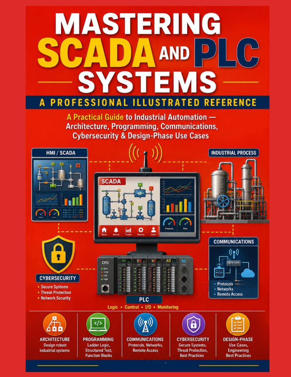 Mastering SCADA and PLC Systems - A PROFESSIONAL ILLUSTRATED REFERENCE: A Practical Guide to Industrial Automation — Architecture, Programming, Communications, Cybersecurity & Design-Phase Use Cases