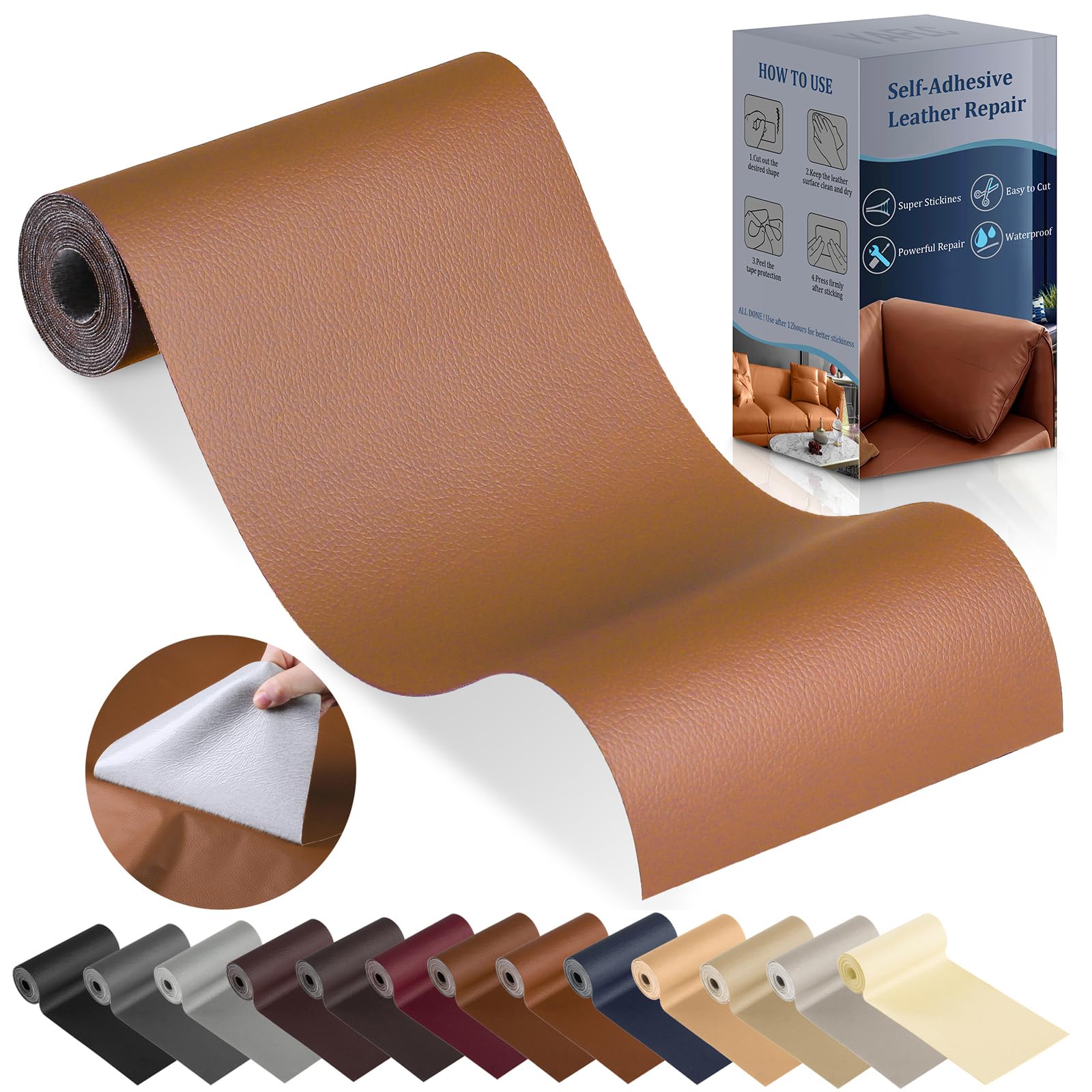 Amazon.com: YAFLC Leather Repair Patch for Furniture, 4" x 63" Self ...