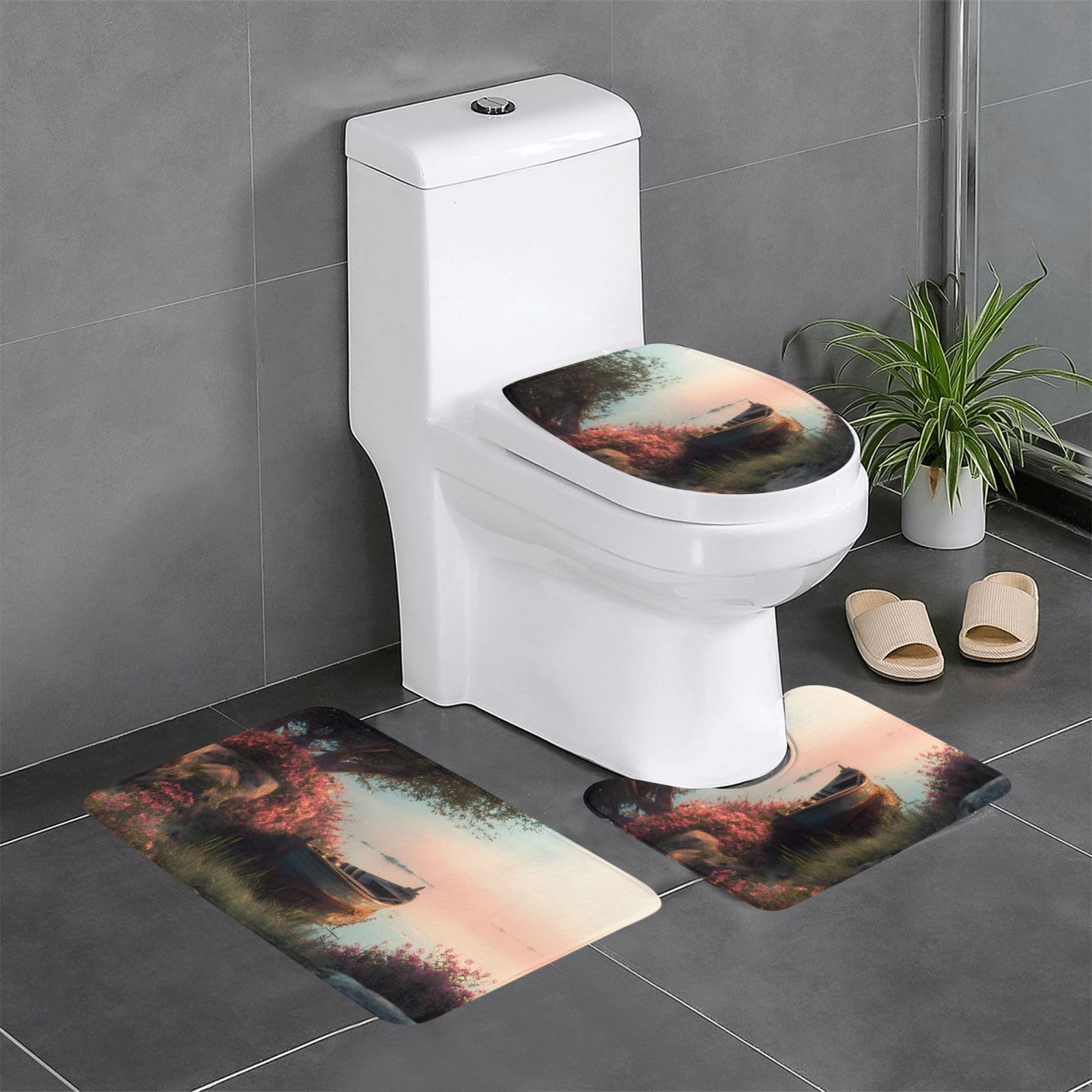 Tapis de bain antidérapant 3 pièces pour éviter les glissades dans les WC