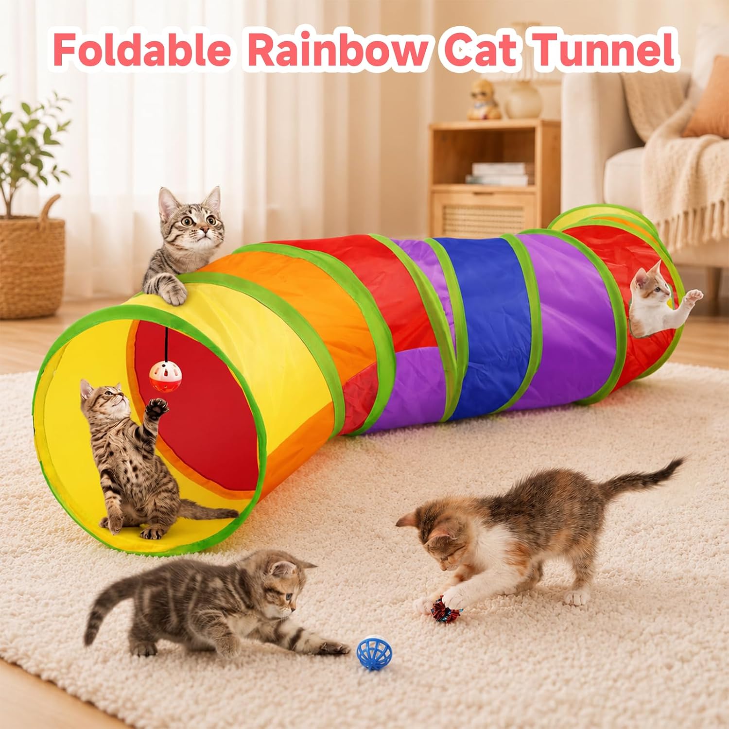 AILUKI 33PCS Cat Toys Variety Pack for Indoor Cats, Kitten Toys Cat Tunnel | Kitten Toys for Indoor Kittens Cat Toy Bundle Set with Feather Teaser Wand, Springs Balls Bell Mice & Interactive Cat Toys