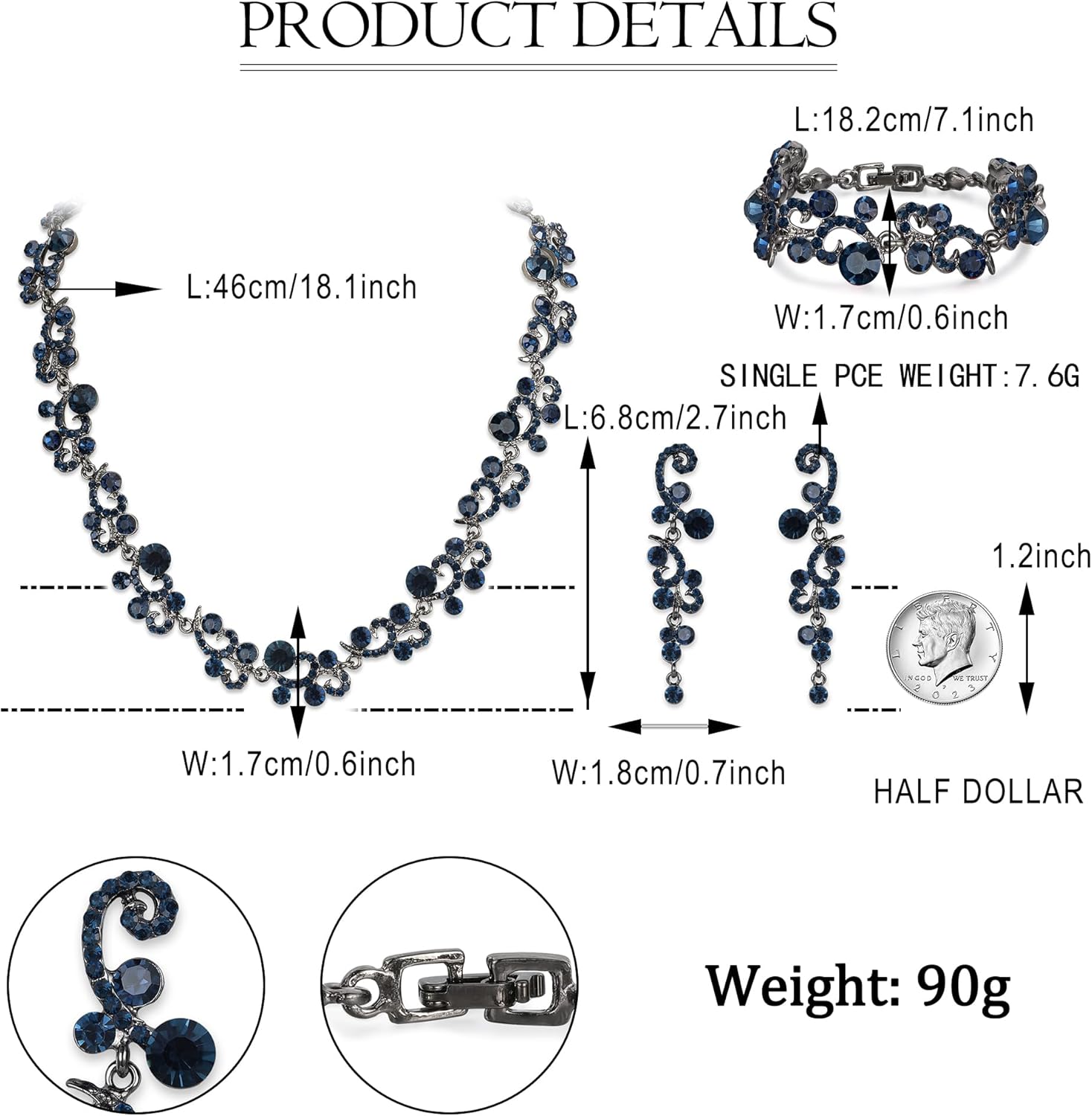 EVER FAITH Women's Austrian Crystal Elegant Wedding Flower Wave Necklace Earrings Bracelet Set