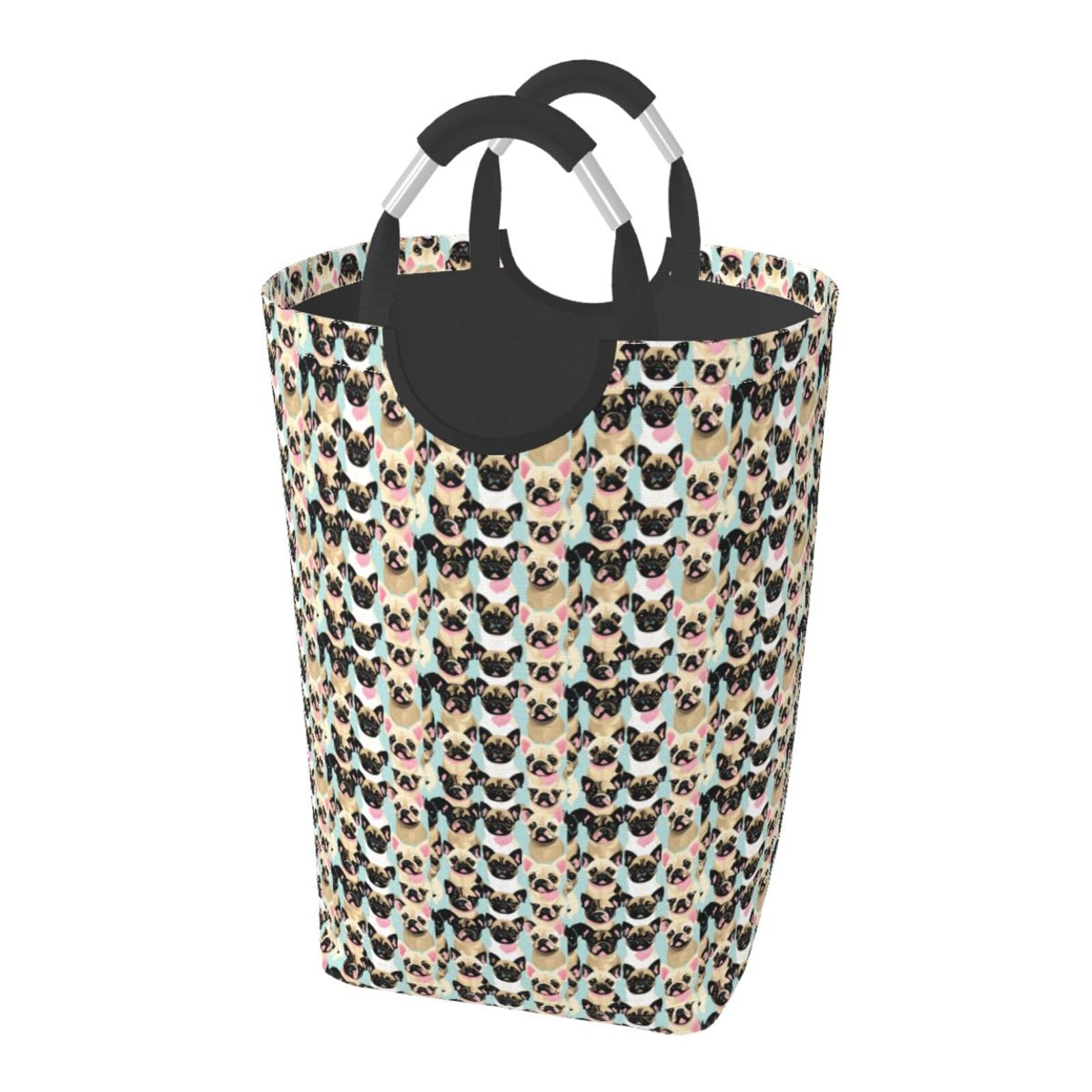 Cute Chihuahua Pug Print Collapsible Storage Basket Foldable Laundry Bag Travel Camping Bathroom Bedroom