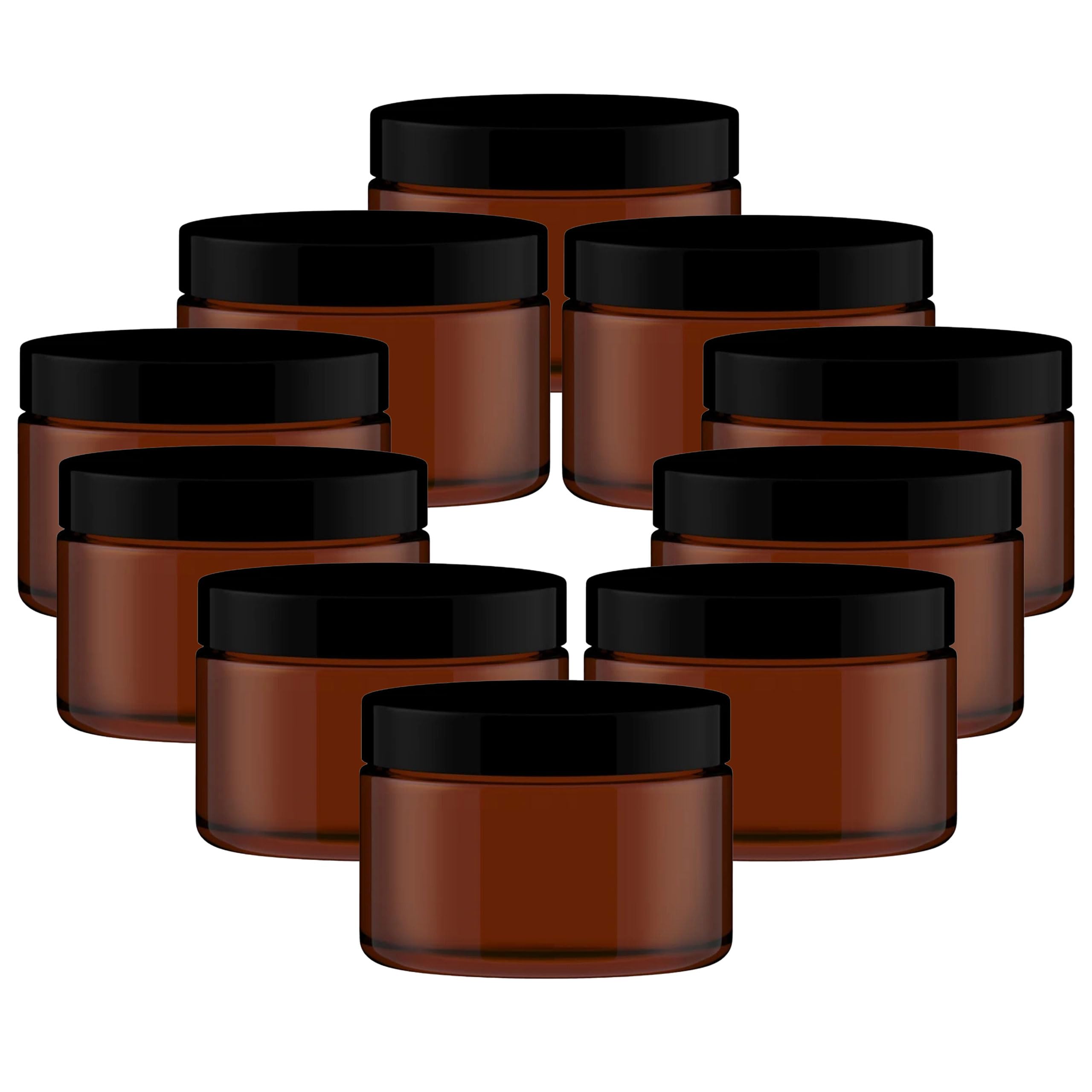 vitalundfitmit100 10 x 500 ml Amber Braunglastiegel mit Deckel, Cremetiegel, zum Befüllen