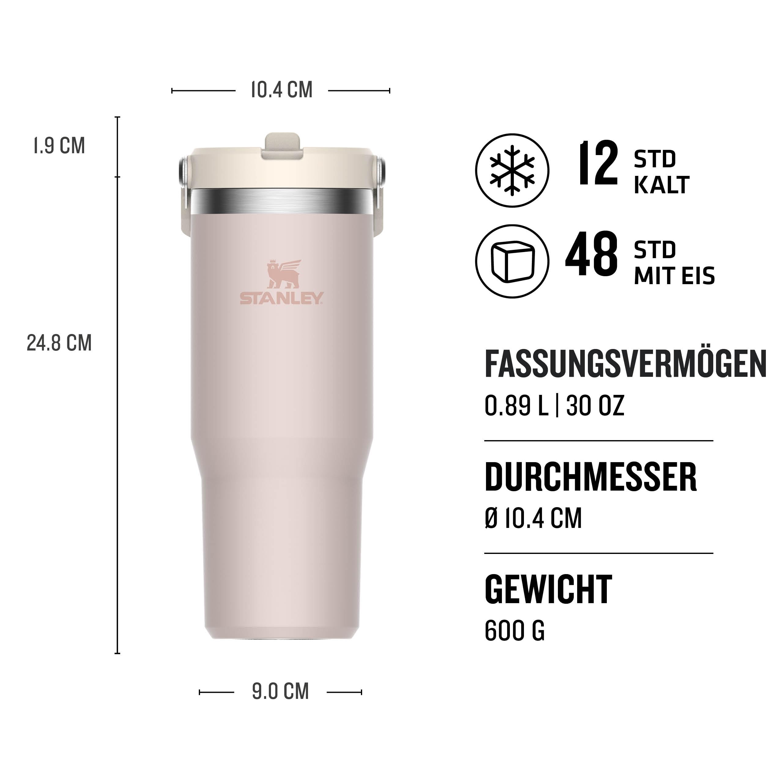 Stanley Flip Straw Tumbler 1.0 Trinkflasche Mit Strohhalm 0.89L - Thermosflasche Hält 12+ Stunden Kalt - Spülmaschinenfest - Sportflasche - Wasserflasche BPA Frei
