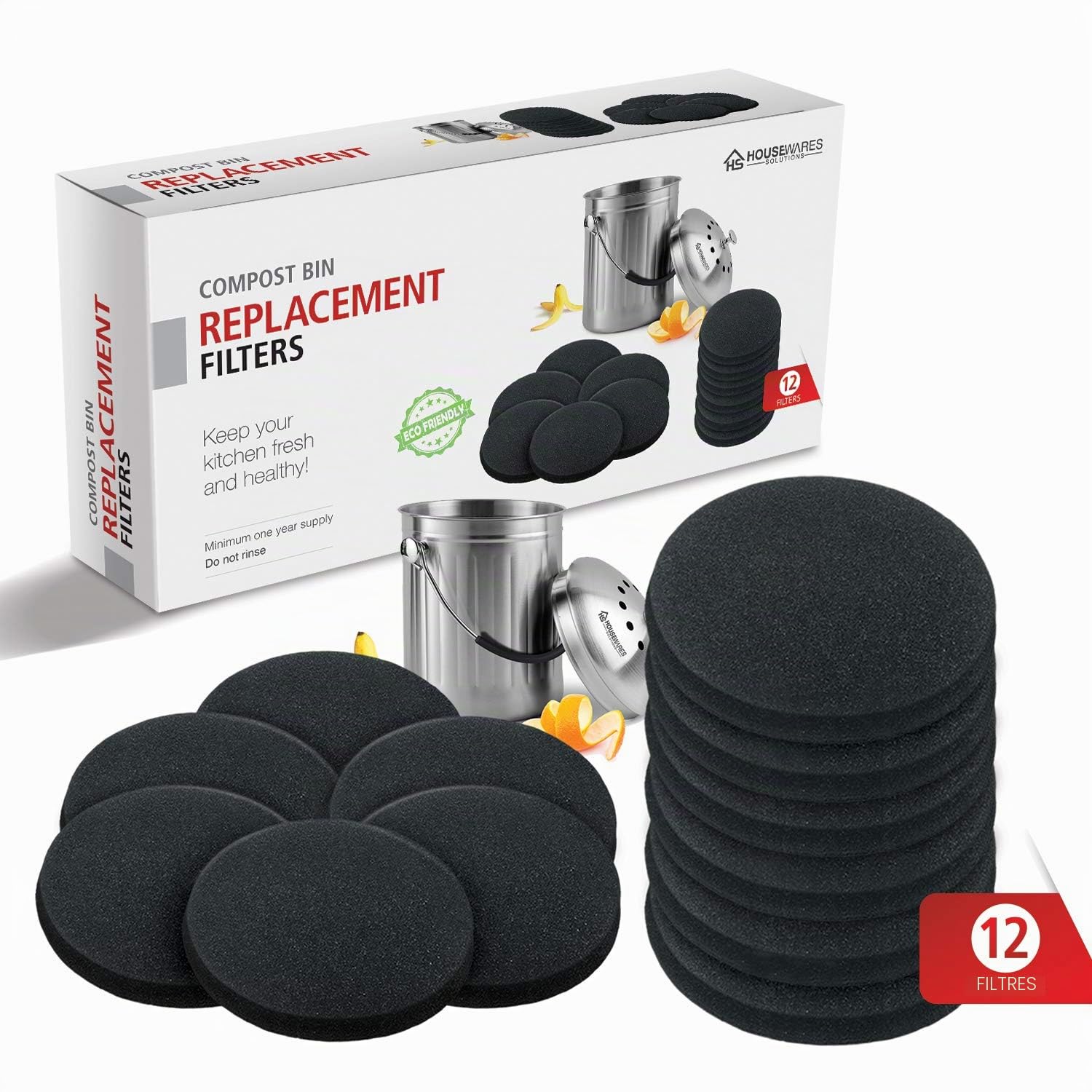 Lot de 12 filtres à Charbon Actif pour Compost - 12 Ronds