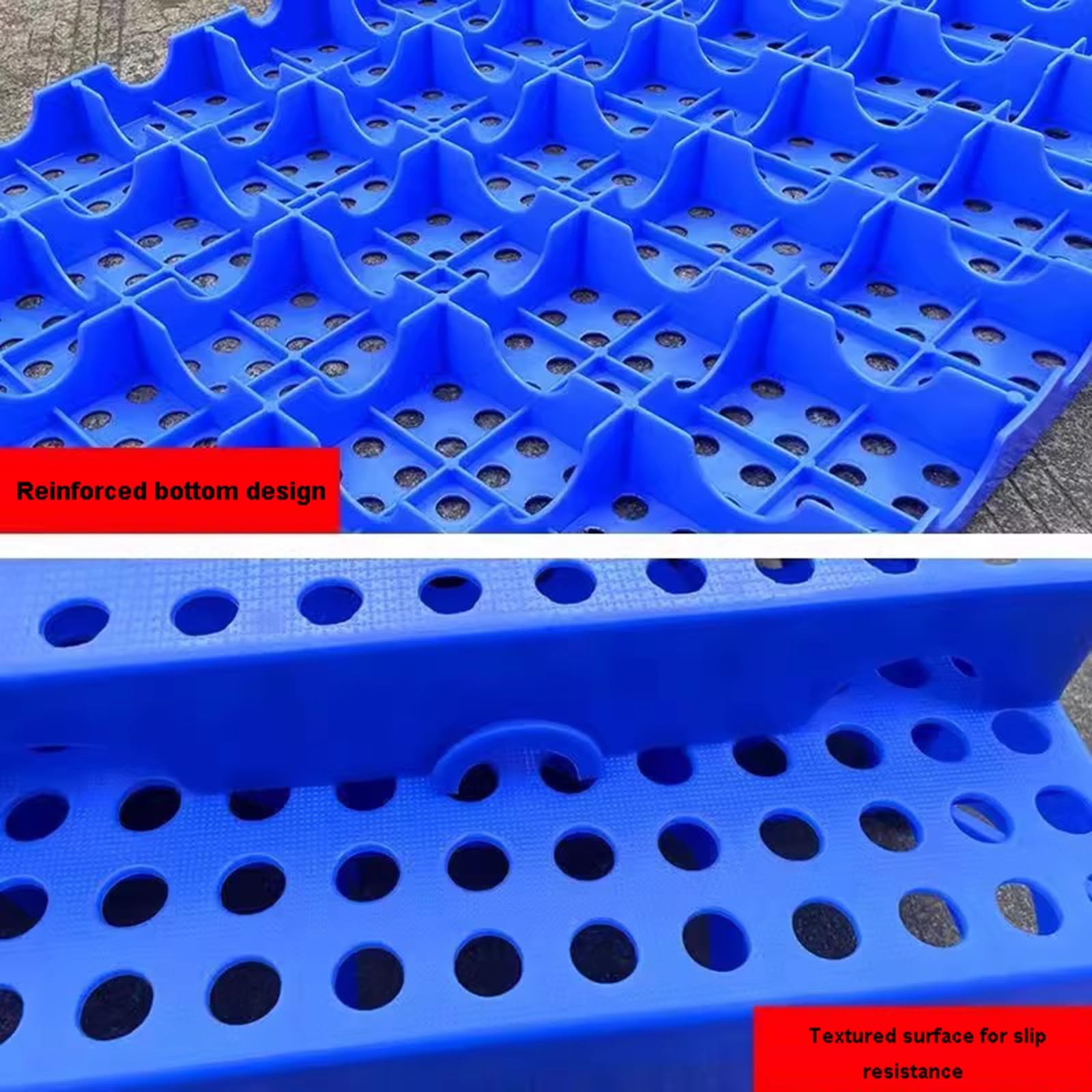 Paleta de plástico resistente al agua entrelazada, 30 x 30 cm, 3 cm de grosor, resistente, apilable, ventilada, solución de almacenamiento para sótanos (paquete de 10)