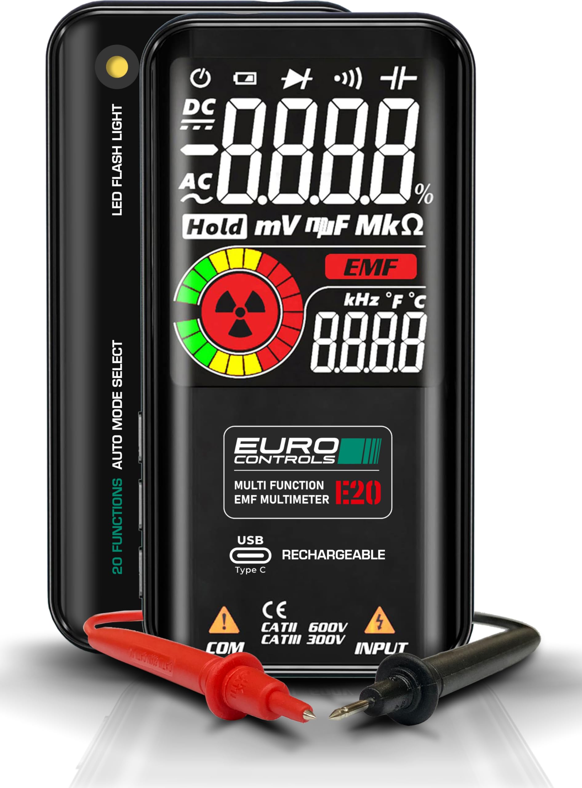 Multimeter digital multifunction E20 20 in 1 AC DC Volt/Resistance/Capacitance/Frequency/Temperature/EMF - Color Digits - USB C Type - True RMS - flash light Switch (B0CQPG6GMC) Amazon Price History, Amazon Price Tracker