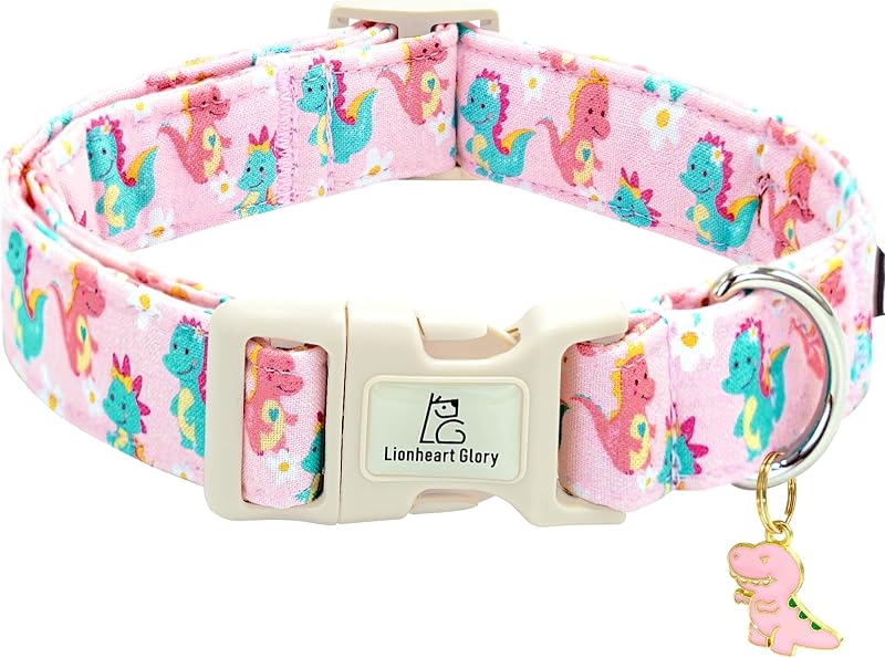 Coleira para Cães em Algodão com Estampa de Dinossauros Lionheart glory Ajustável