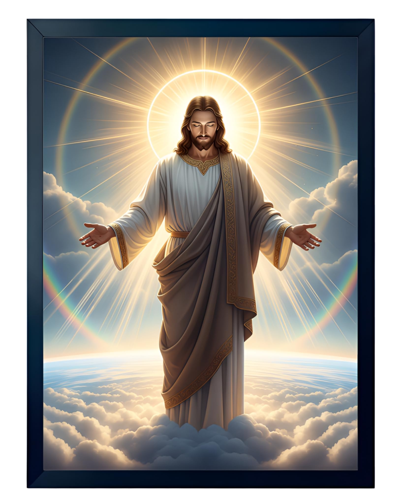 Jesus Christ Sacred Heart Photo Frame - Golden Black -13 Jesus Christ Sacred Heart Photo Frame - Golden Black -13