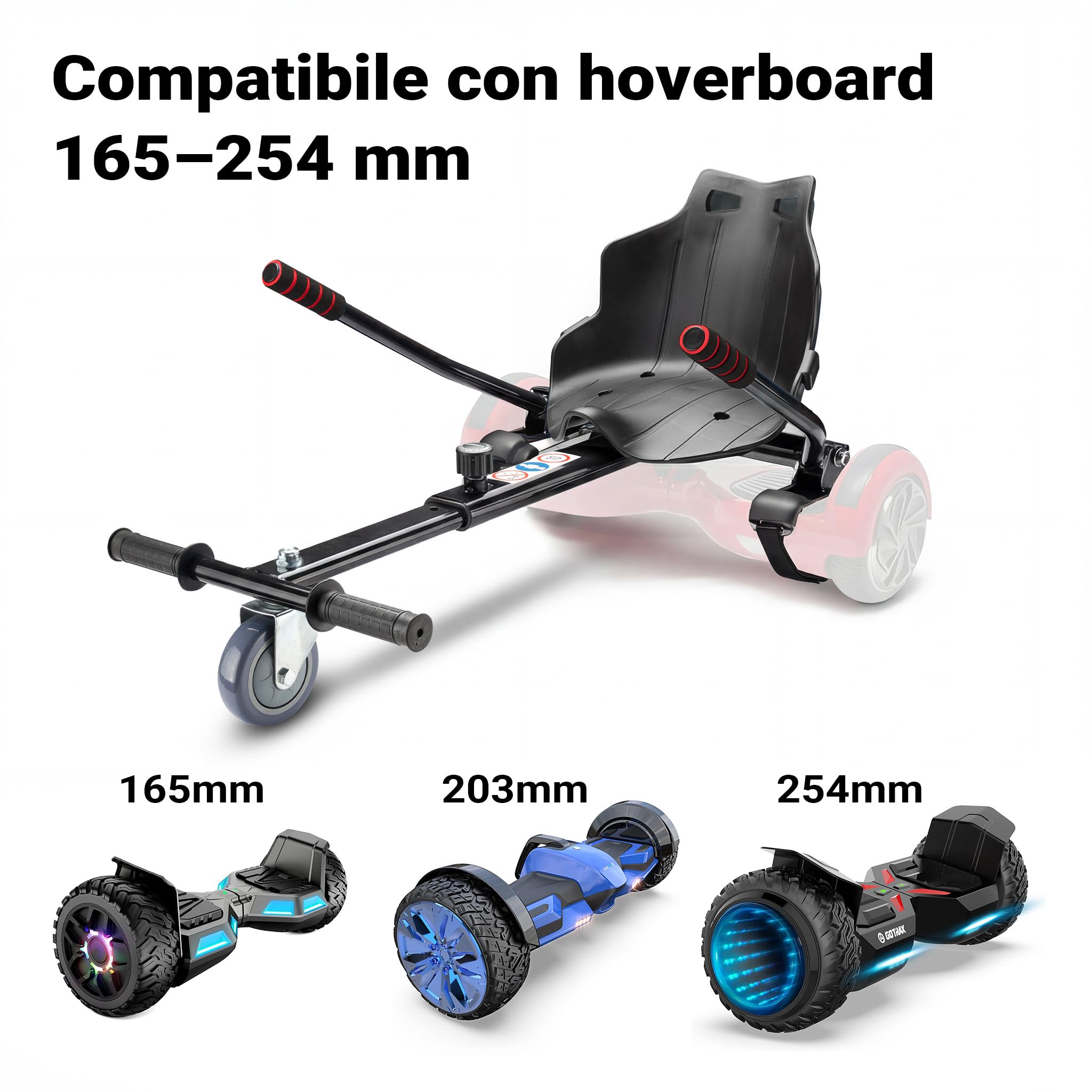 Wiltec Sedile per hoverboard max 120 kg nero, ergonomico, regolabile, per scooter elettrico autobilanciato