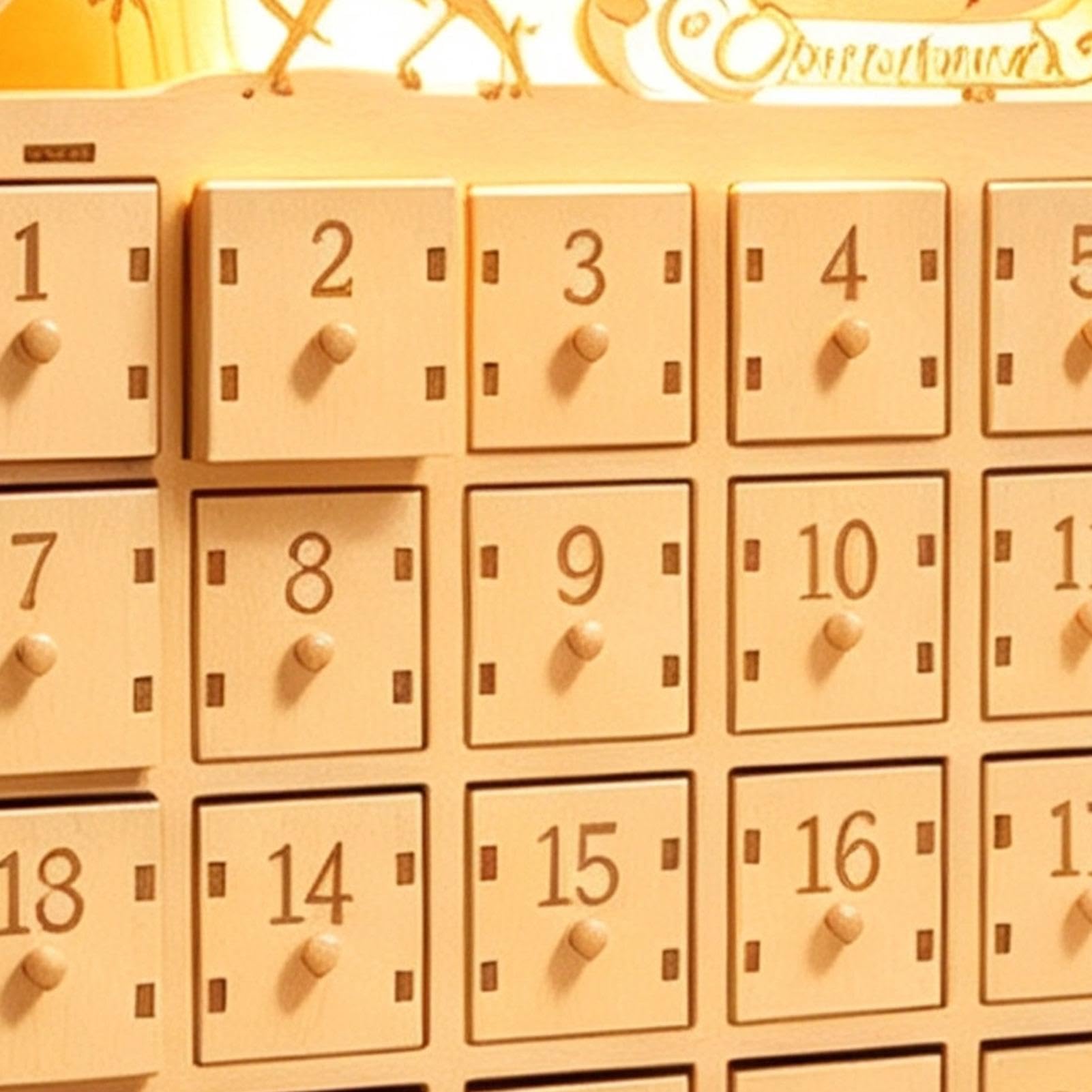 Calendario dell'Avvento per Natale, mobile da scrivania in legno a forma di