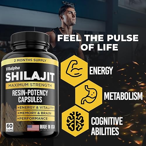 Miniatura 4 de Cápsulas naturales de potencia de resina Shilajit (50% ácido fúlvico)  Shilajit orgánico puro del Himalaya fabricado en Estados Unidos  85+