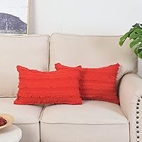 Vista 32 de GYROHOME Paquete de 2 fundas de almohada de algodón y lino, fundas de cojín decorativas, diseño de borlas, fundas de cojín modernas con flecos