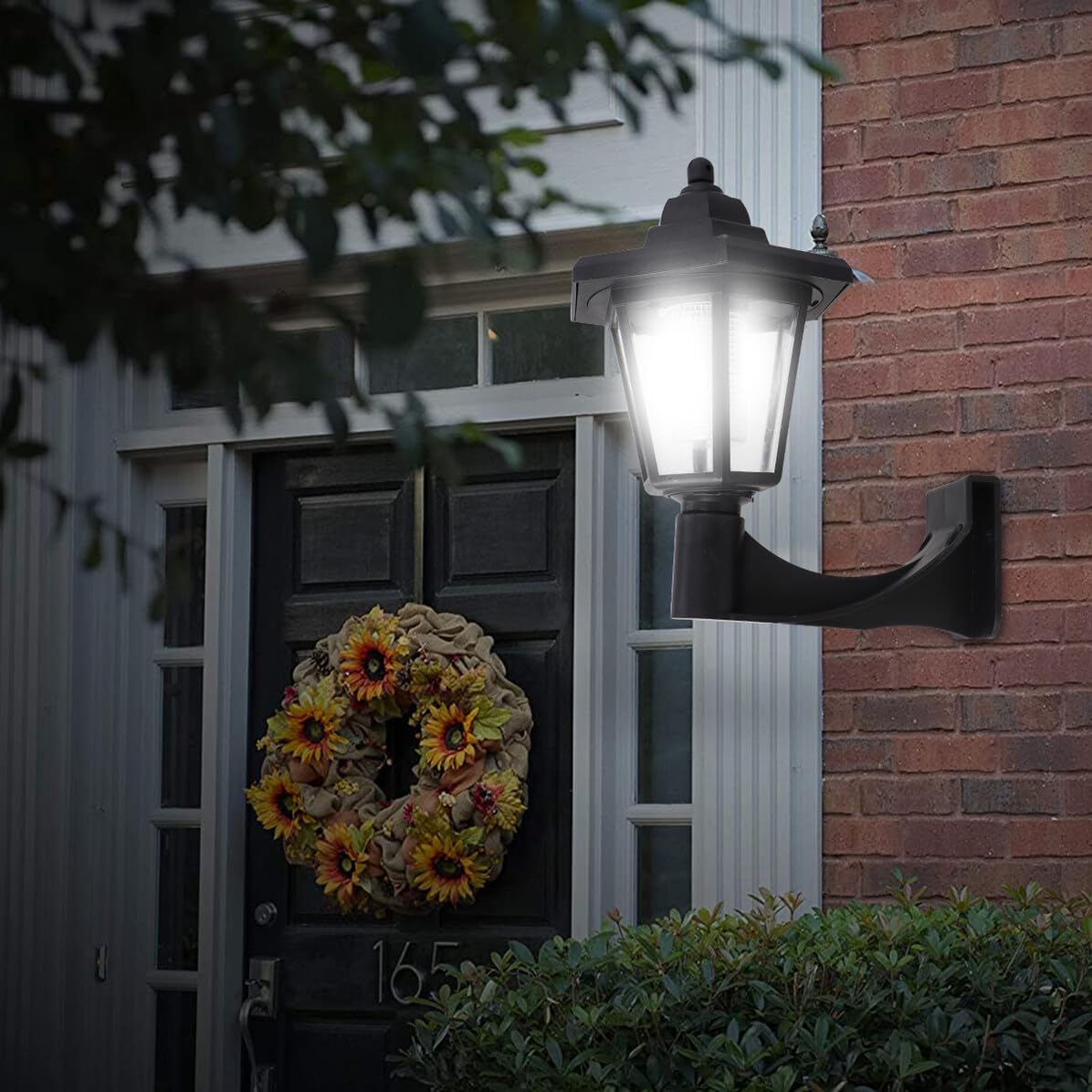 Lampade Solari da Parete Esagonali Vintage 2 Pezzi per Esterni Consumo Ridotto Plastico Nero per Giardino e Piscina