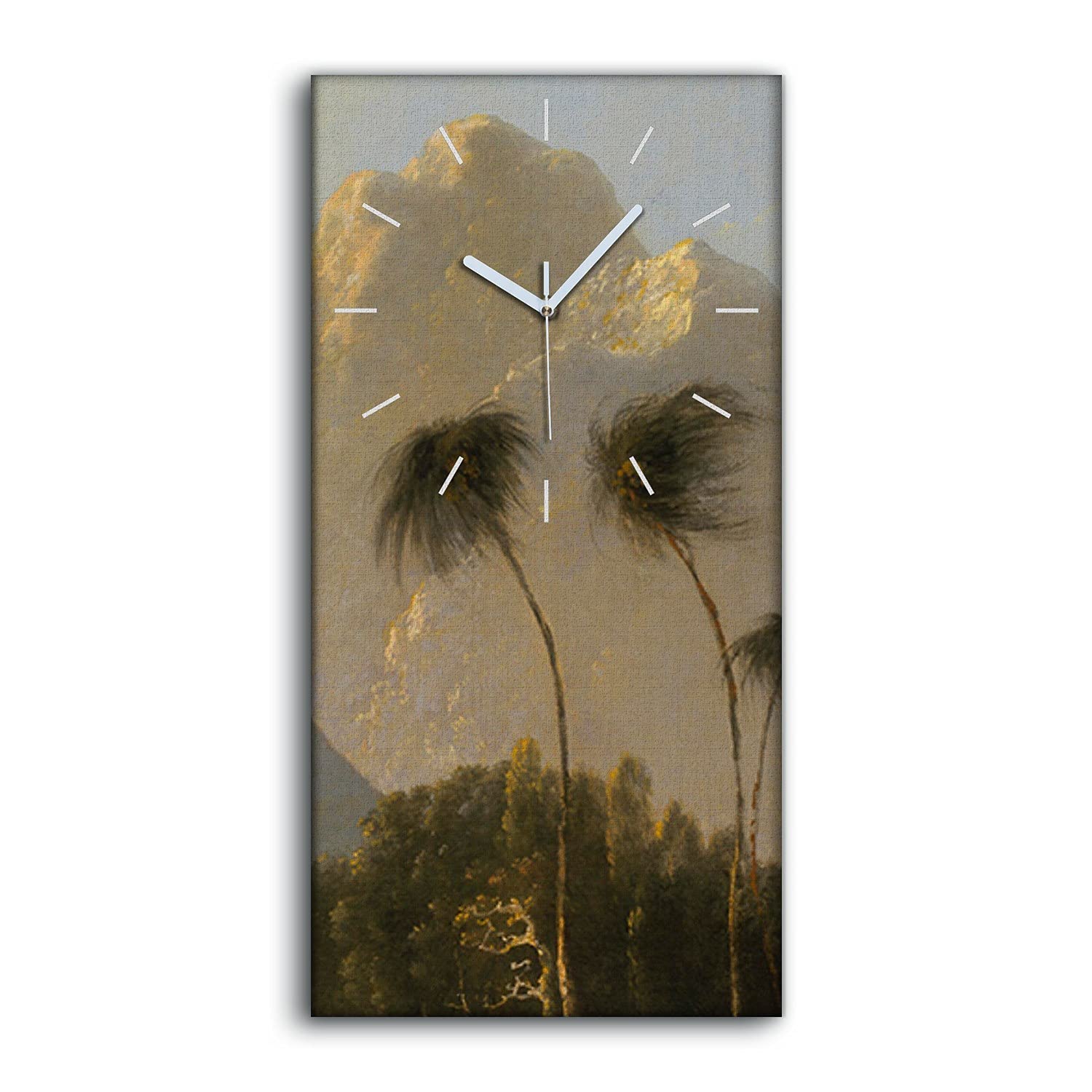 Horloge sur toile déco art moderne paysage montagne silencieux 30x60