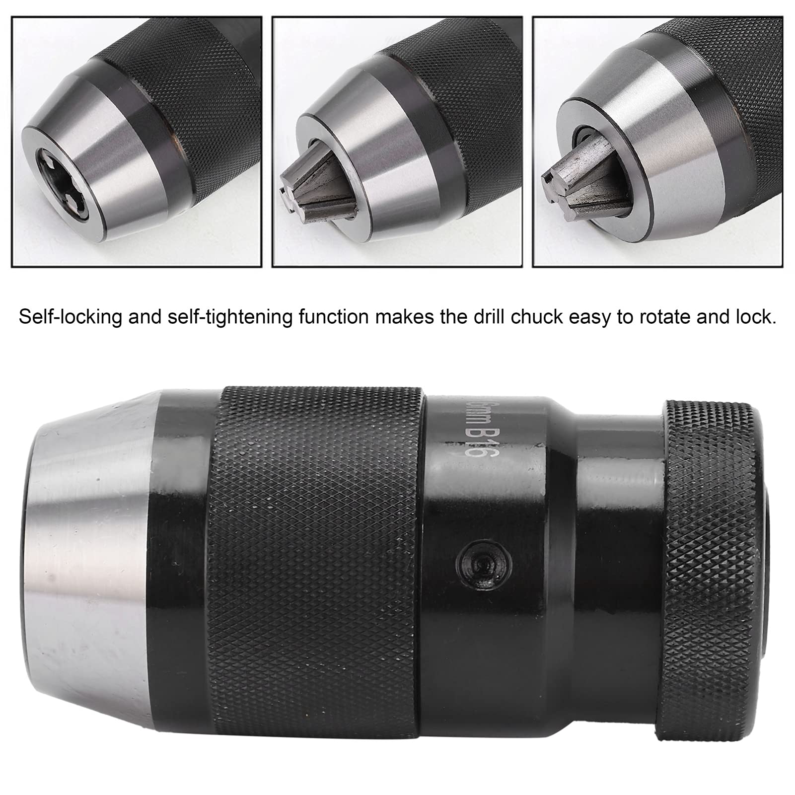 FLEXMAN Uchwyt Wiertarski, 1 Wiertło Zaciskowe O Średnicy 16 mm Samozaciskowe, Samoblokujące Narzędzie Sprzętowe 40CR Bezkluczowy Adapter do Konwersji Uchwytu Wiertarskiego