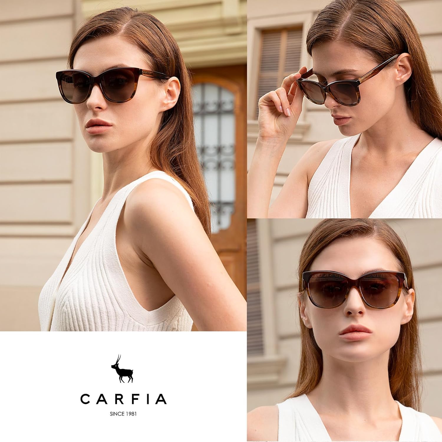 CARFIA Square Polarized Sunglasses for Women UV Protection, Italian Design Retro Embossed Pattern Wire Core Driving Shades - Image 2