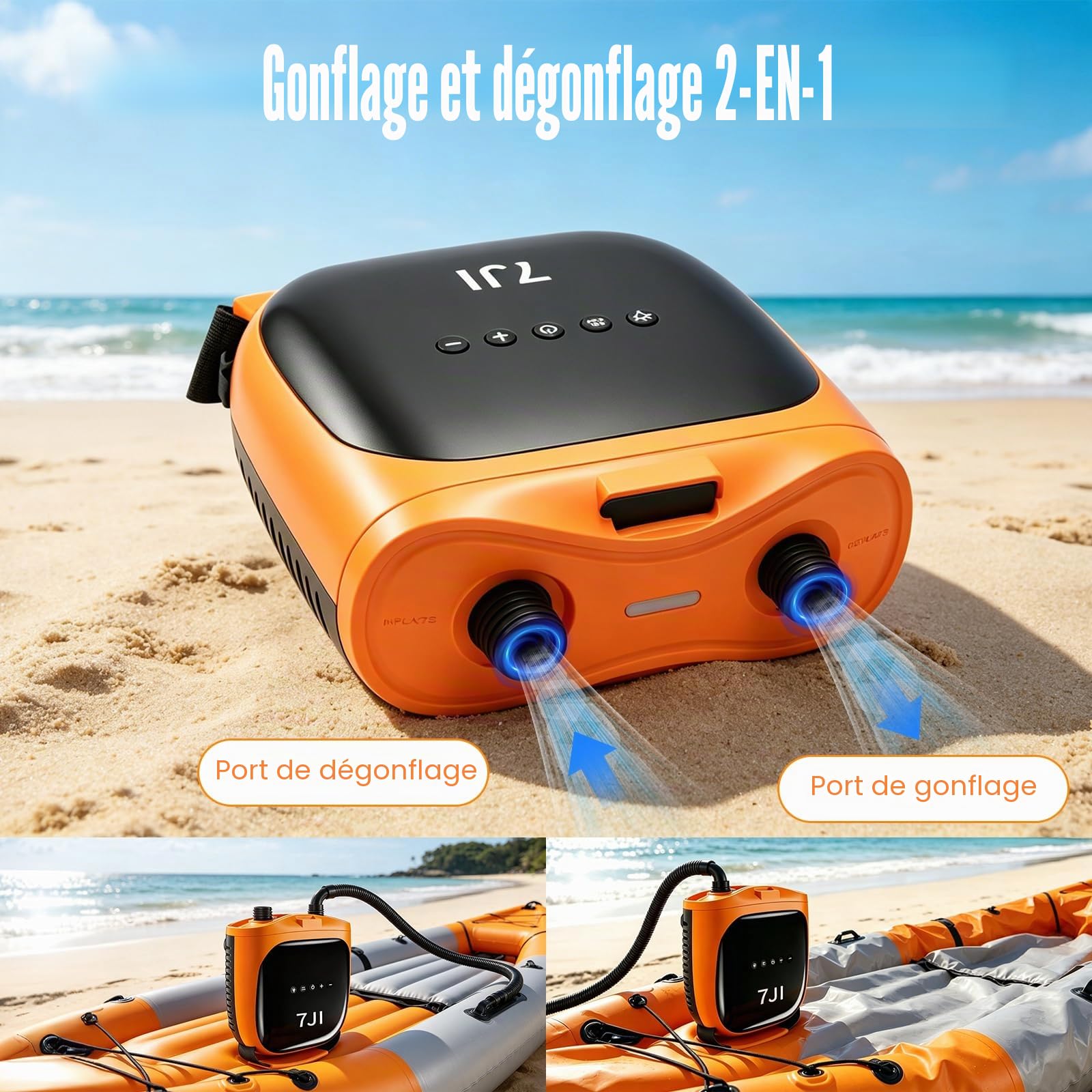 Pompe électrique Sup, Pompe électrique 20 PSI pour gonflage/dégonflage, Pompe à air électrique pour Planches de Stand up Paddle gonflables, Bateaux, Kayaks, Kitesurf | Pompe à Air Haute Pression à Gonflage/Dégonflage, Arrêt Automatique pour Planches de St