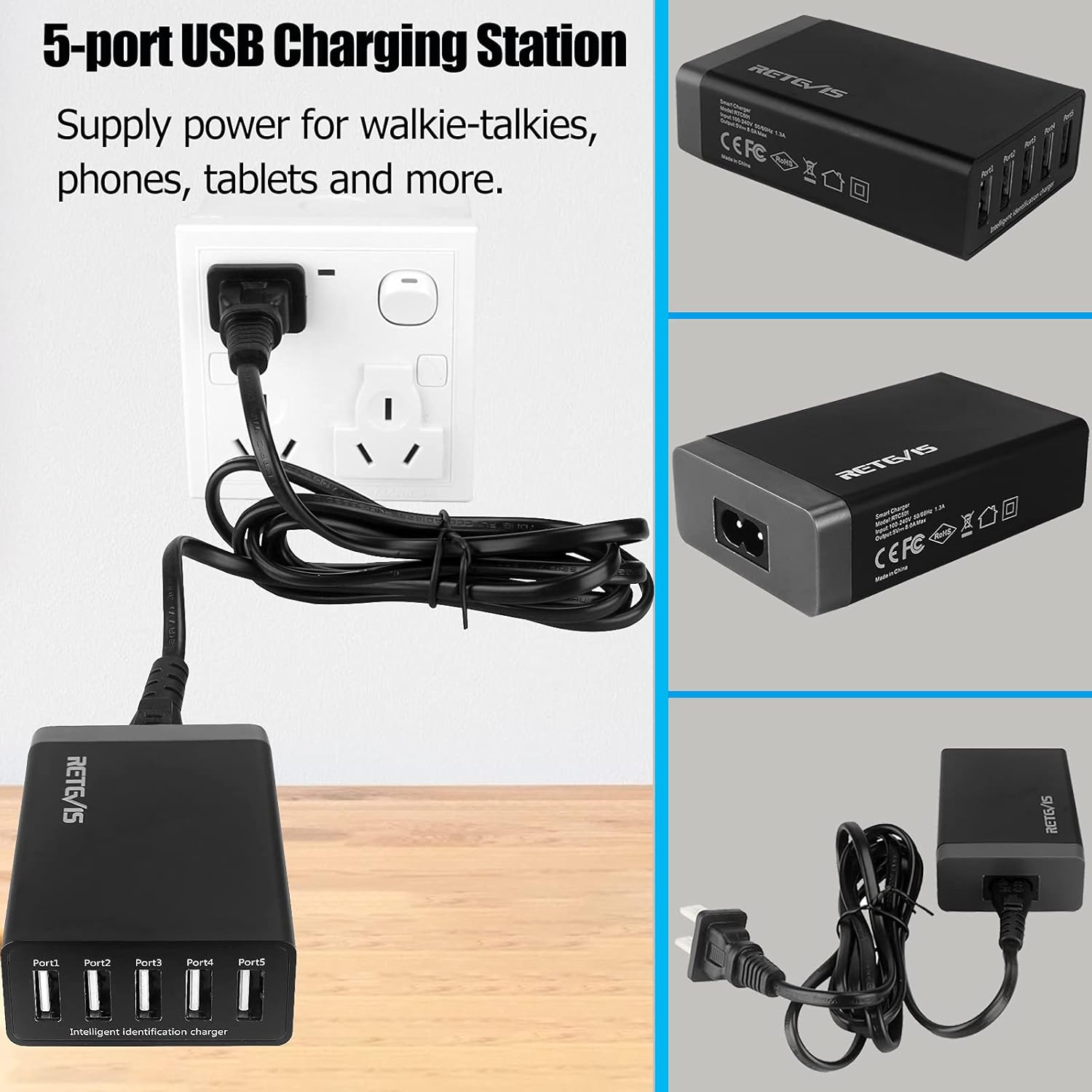 Buy 1 get 1 Retevis RT68 Two Way Radios Long Range, Walkie Talkies for Adults Rechargeable with 5 Port USB Charging Station, Small and Compact, Portable FRS Two-way Radios for Family Outdoors Vet Office(4 Pack)