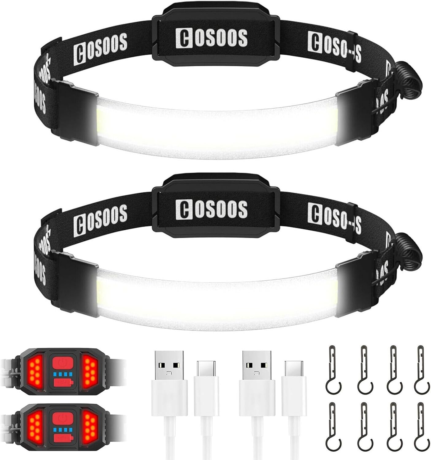 COSOOS 500 Lumen Rechargeable Headlamp with Wide Beam & Red Light COSOOS 500 Lumen Rechargeable Headlamp with Wide Beam & Red Light