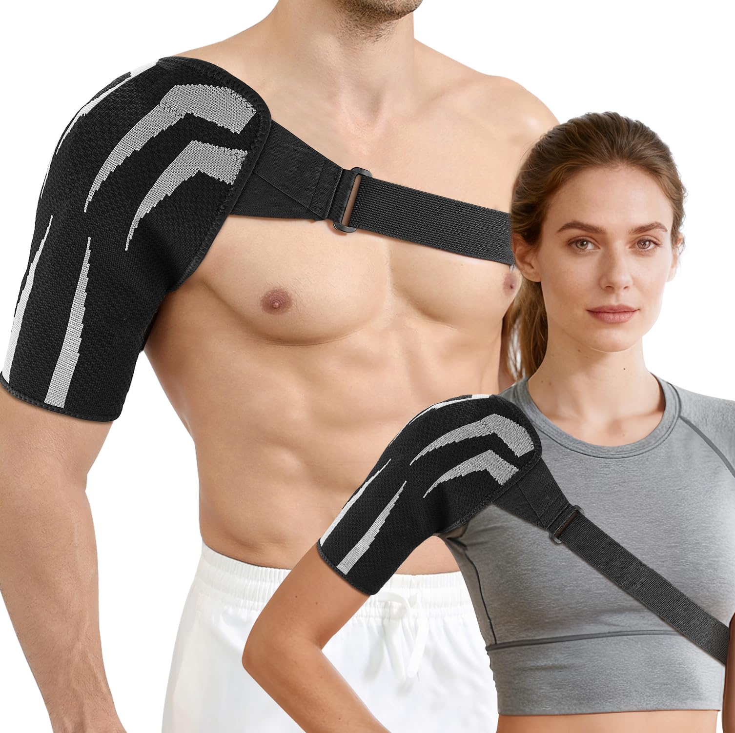 Shoulder Brace Rotator Cuff Support Brace for Pain Relief Shoulder Sleeve for Preventing Strains and Dislocation Adjustable Fits
