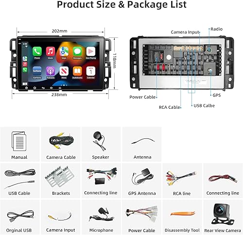 Miniatura 8 de Radio estéreo para automóvil Android 12 para Chevy Silverado GMC Sierra Buick Enclave 2007-2012, 8 pulgadas IPS pantalla táctil Radio de coche GPS