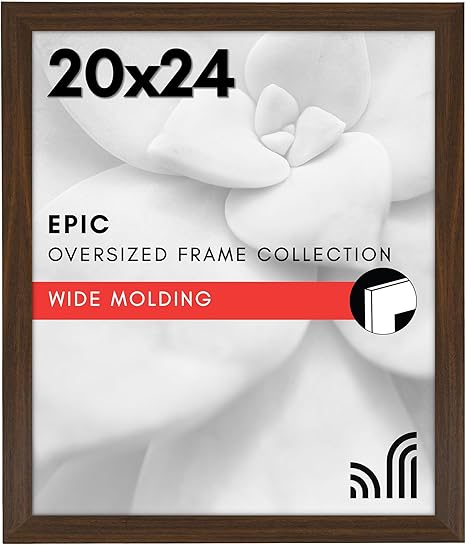 Americanflat 20x24 Picture Frame with Polished Plexiglass - Wide Picture Frames Made of Engineered Wood for Vertical or Horizontal Wall Display - Epic Collection - Walnut