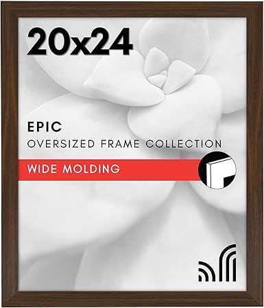 Americanflat 20x24 Picture Frame with Polished Plexiglass - Wide Picture Frames Made of Engineered Wood for Vertical or Horizontal Wall Display - Epic Collection - Walnut