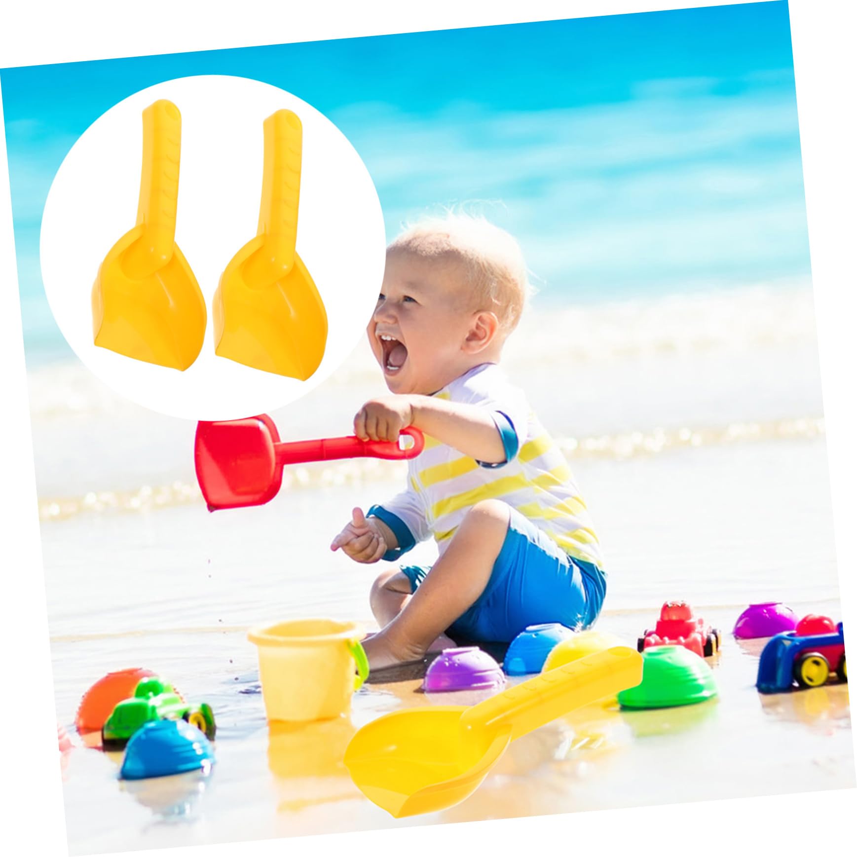 Palas para Excavar Arena, 20 Piezas de Plástico Amarillo para Playa | Mini Juguetes de Playa, Juguetes de Playa para Exteriores, Decoración Verano